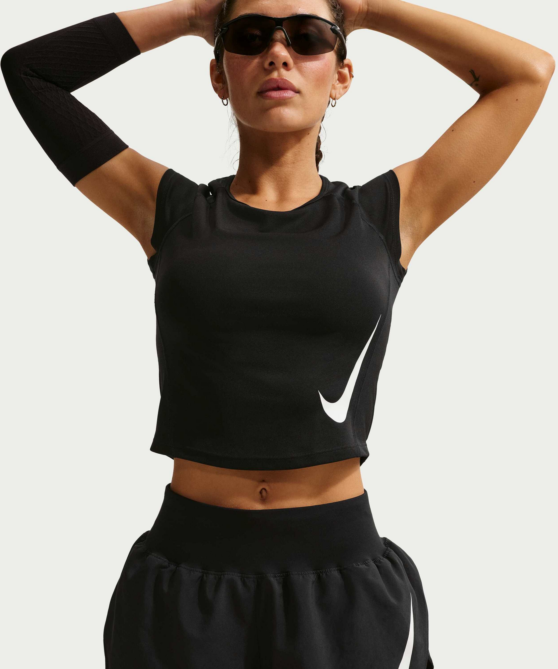 NIKE, Women's Dri-fit Mid-rise Brief-lined Running Shorts Tempo Flow Swoosh