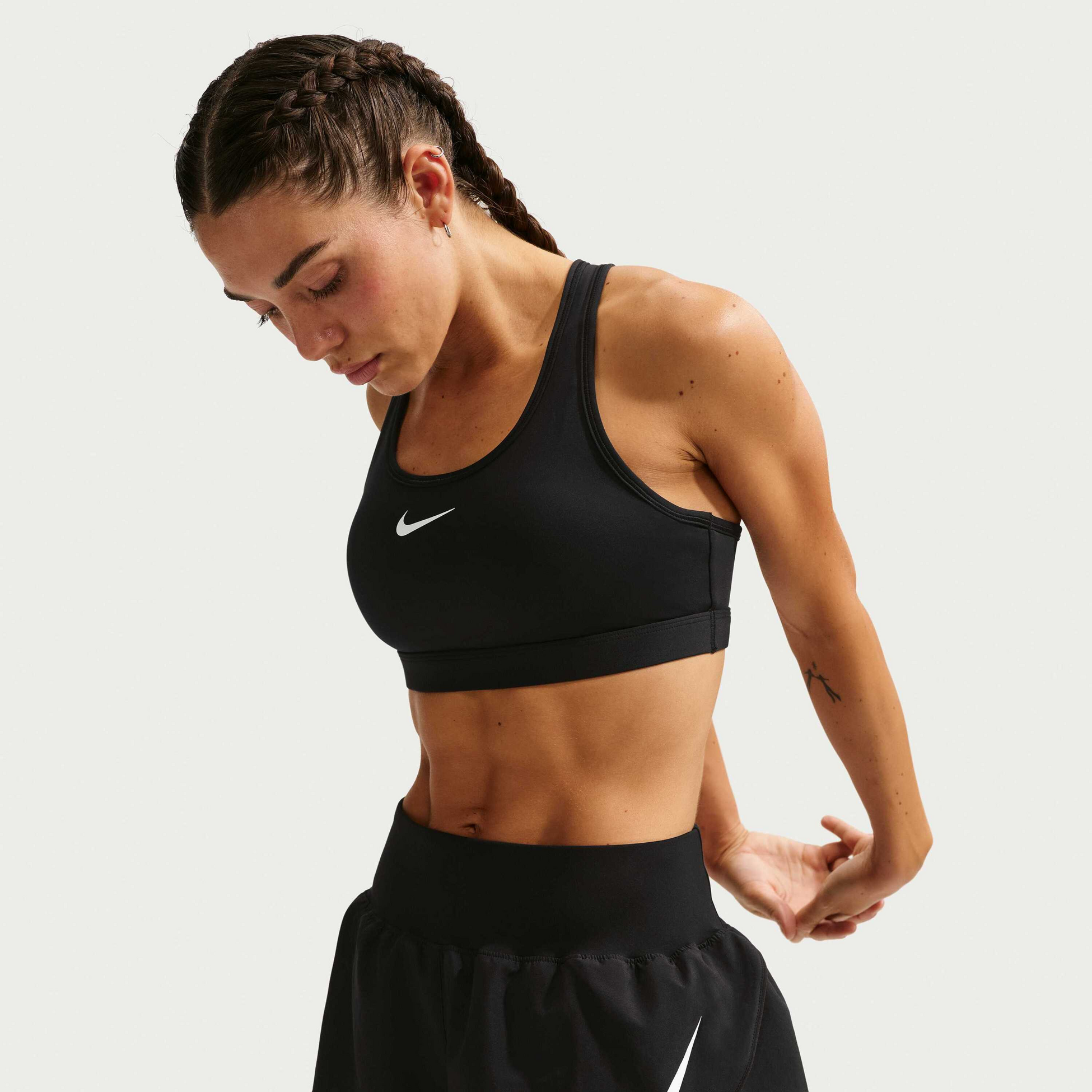 NIKE, Women's Dri-fit Mid-rise Brief-lined Running Shorts Tempo Flow Swoosh