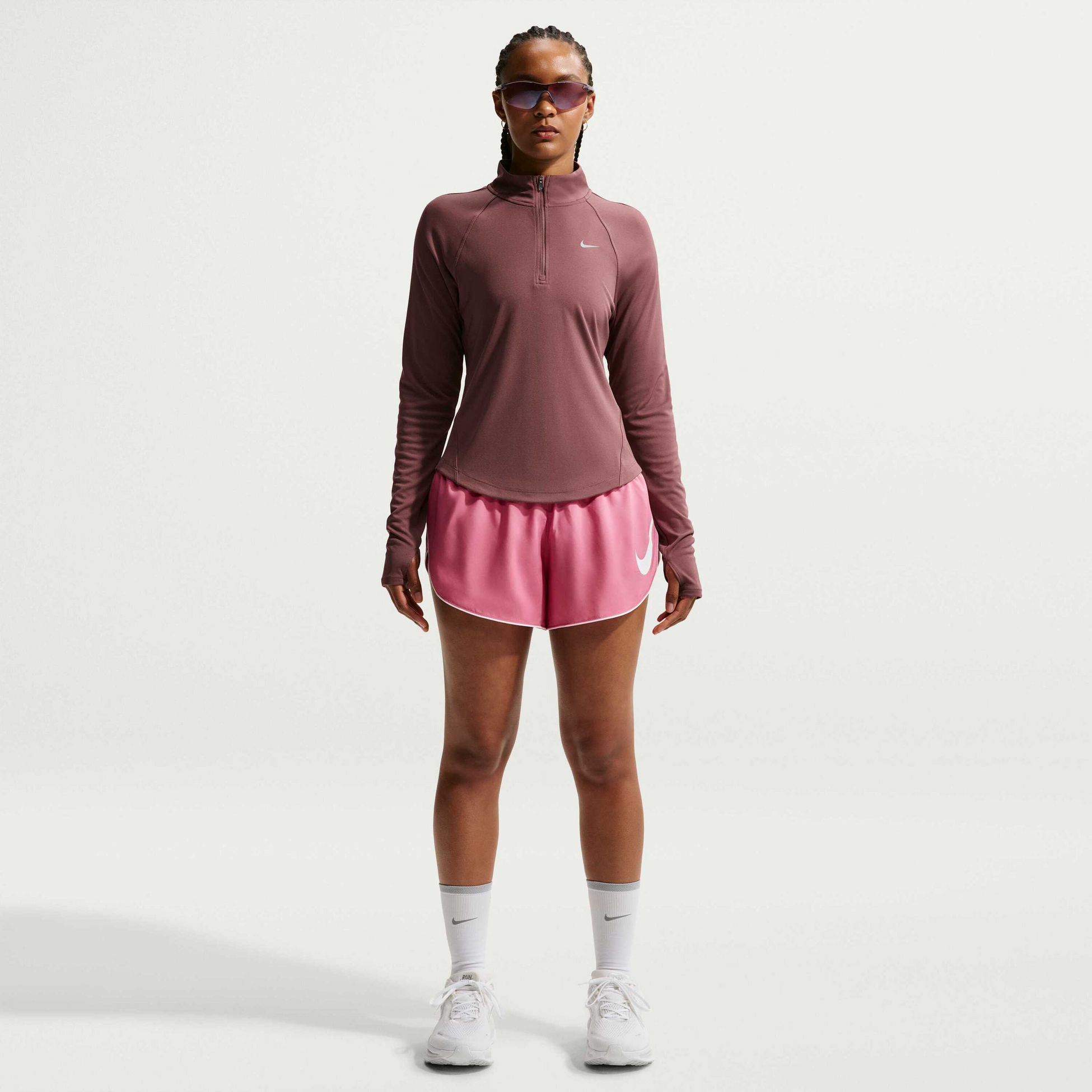 NIKE, Women's Dri-fit Mid-rise Brief-lined Running Shorts Tempo Flow Swoosh