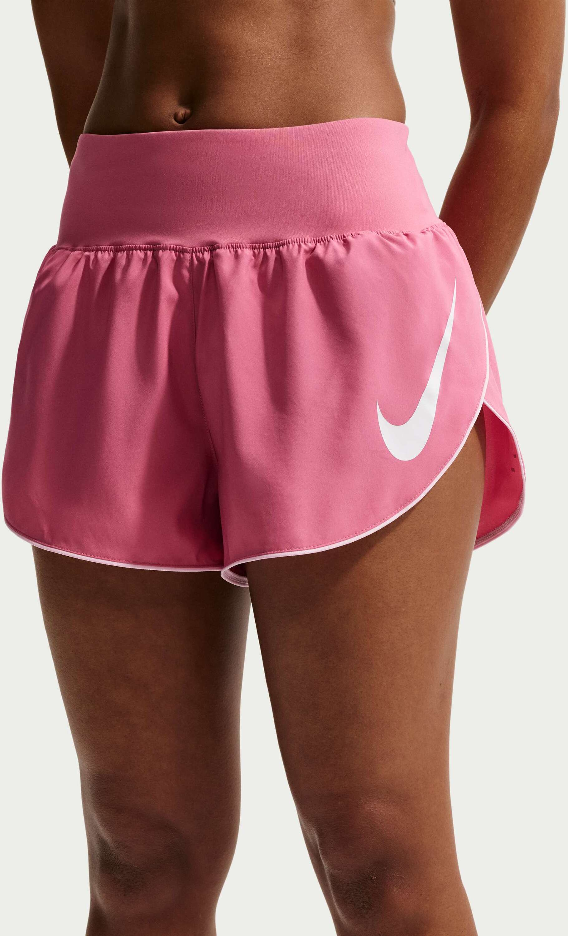 NIKE, Women's Dri-fit Mid-rise Brief-lined Running Shorts Tempo Flow Swoosh
