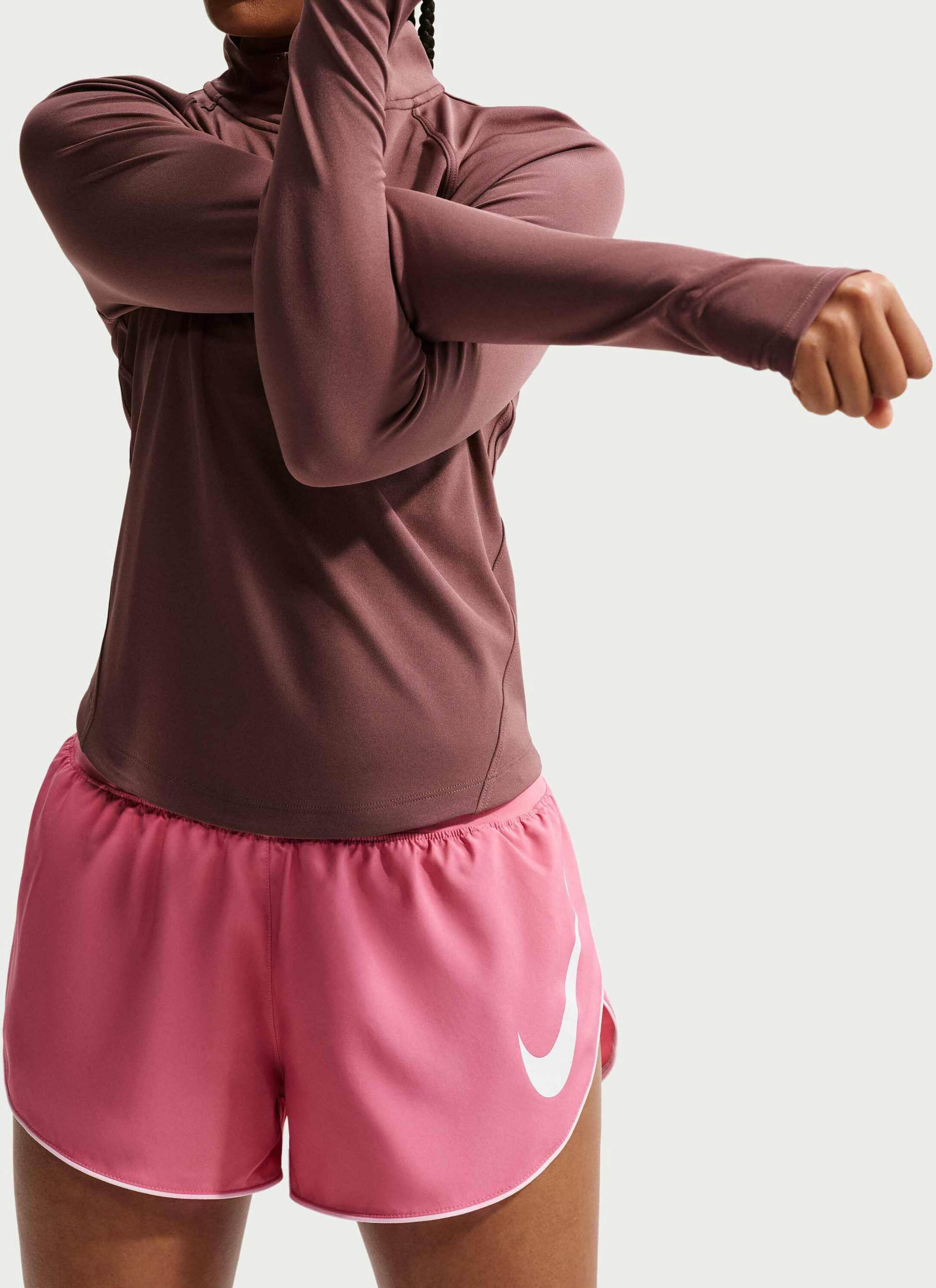 NIKE, Women's Dri-fit Mid-rise Brief-lined Running Shorts Tempo Flow Swoosh