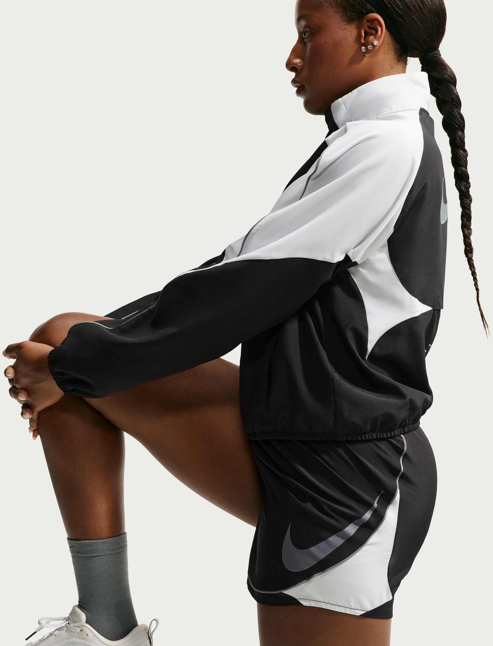 NIKE, Women's Dri-fit Mid-rise Unlined Running Shorts Swoosh