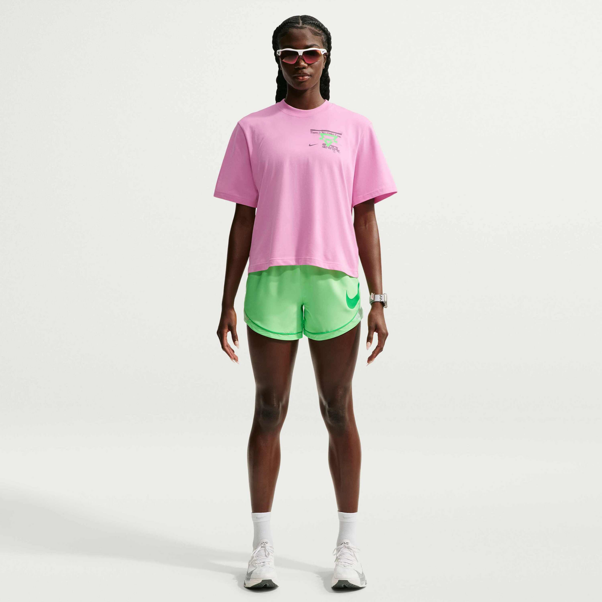 NIKE, Women's Dri-fit Mid-rise Unlined Running Shorts Swoosh