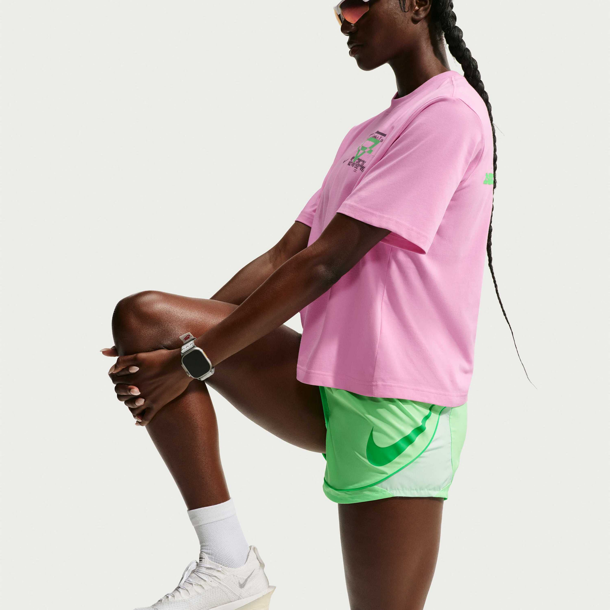 NIKE, Women's Dri-fit Mid-rise Unlined Running Shorts Swoosh