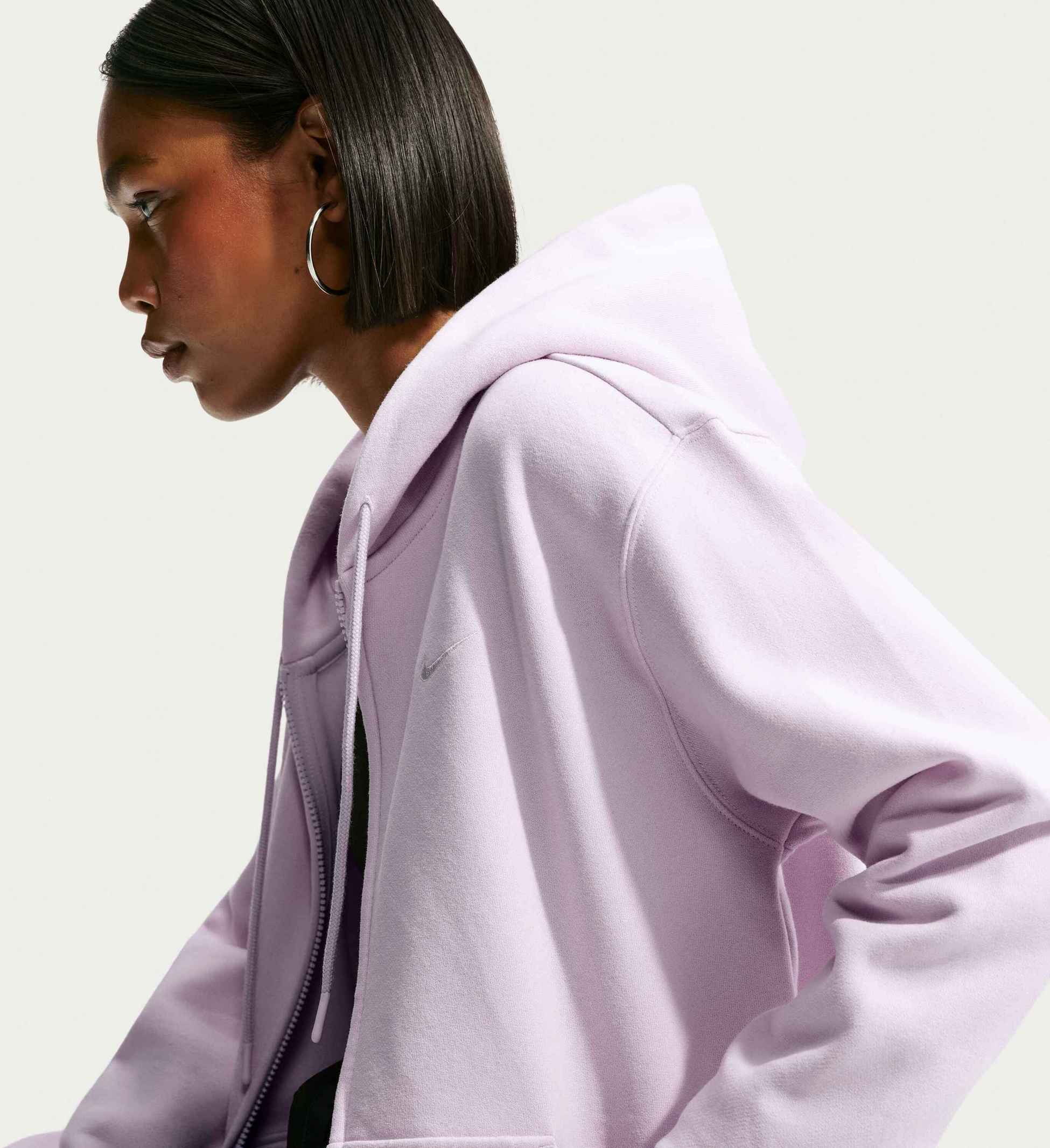 NIKE, Women's Full-zip Hoodie Studio Fleece Medium Weight