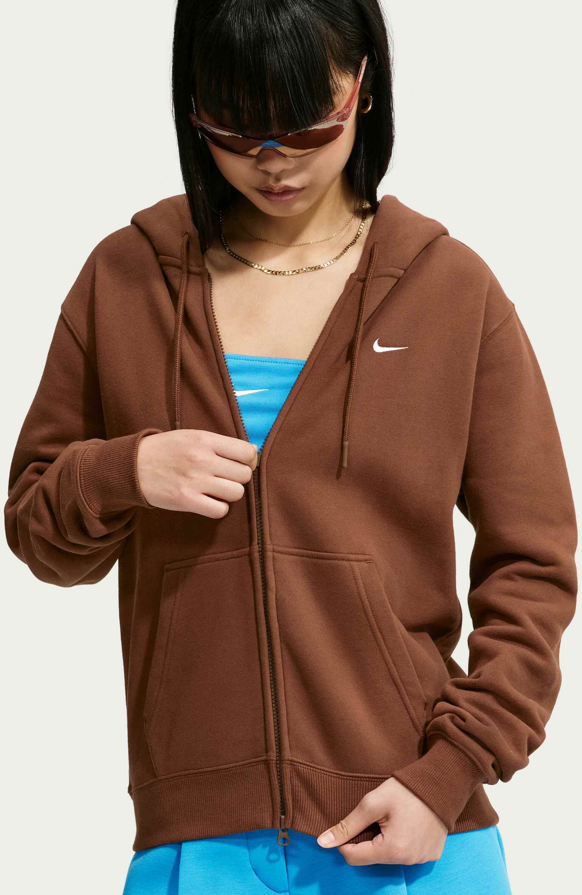 NIKE, Women's Full-zip Hoodie Studio Fleece Medium Weight