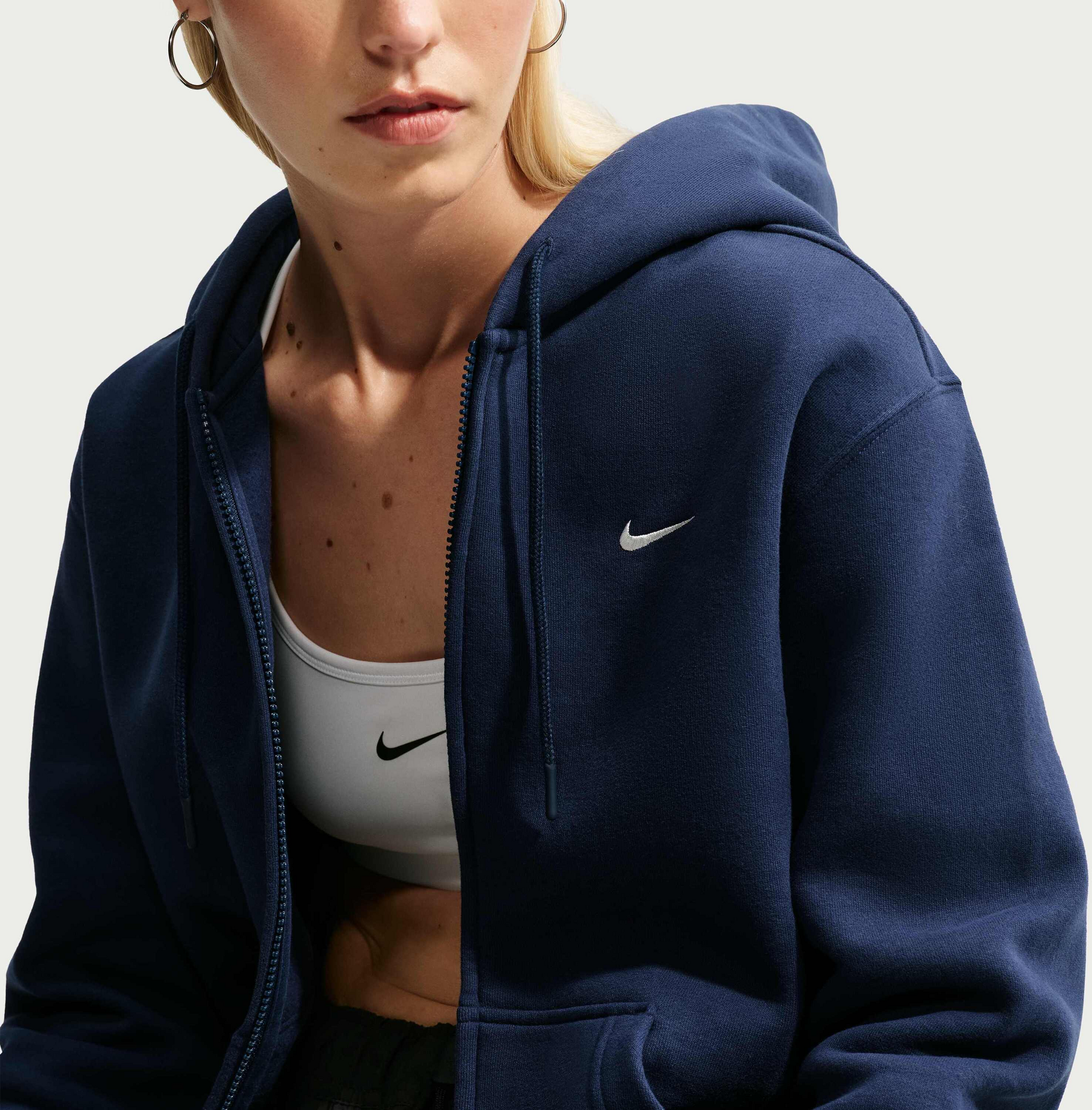 NIKE, Women's Full-zip Hoodie Studio Fleece Medium Weight