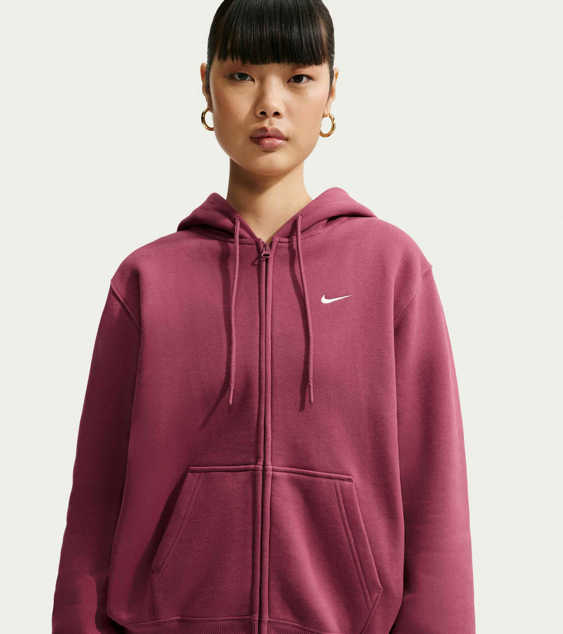 NIKE, Women's Full-zip Hoodie Studio Fleece Medium Weight