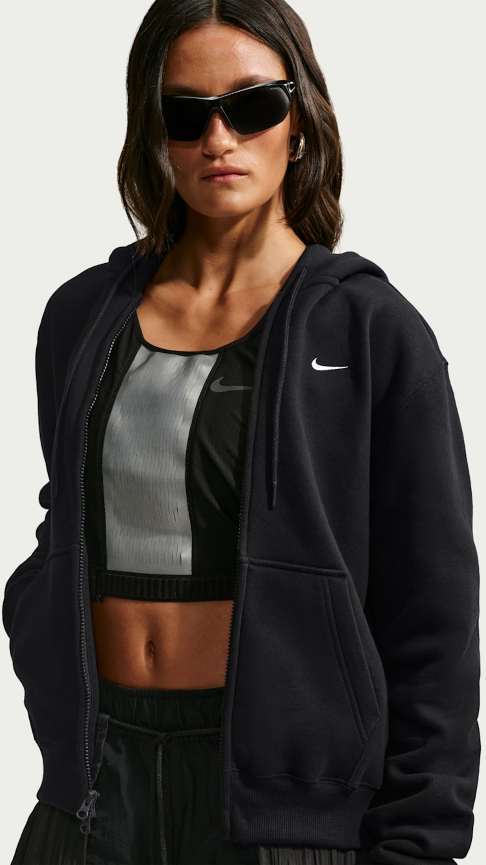 NIKE, Women's Full-zip Hoodie Studio Fleece Medium Weight