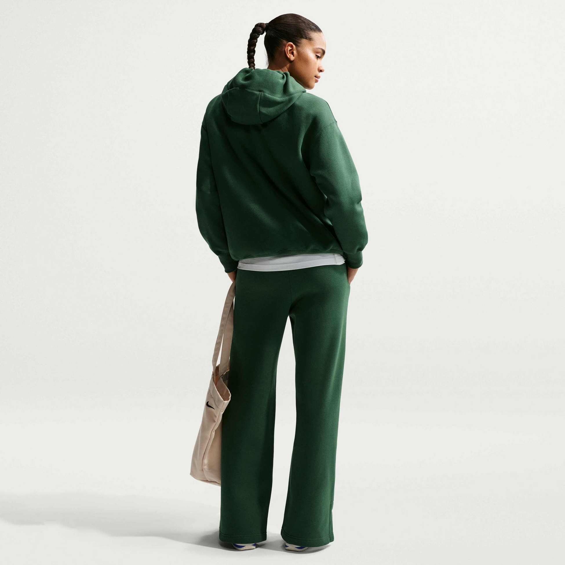 NIKE, Women's High-waisted Wide-leg Logo Trousers Sportswear Phoenix Fleece