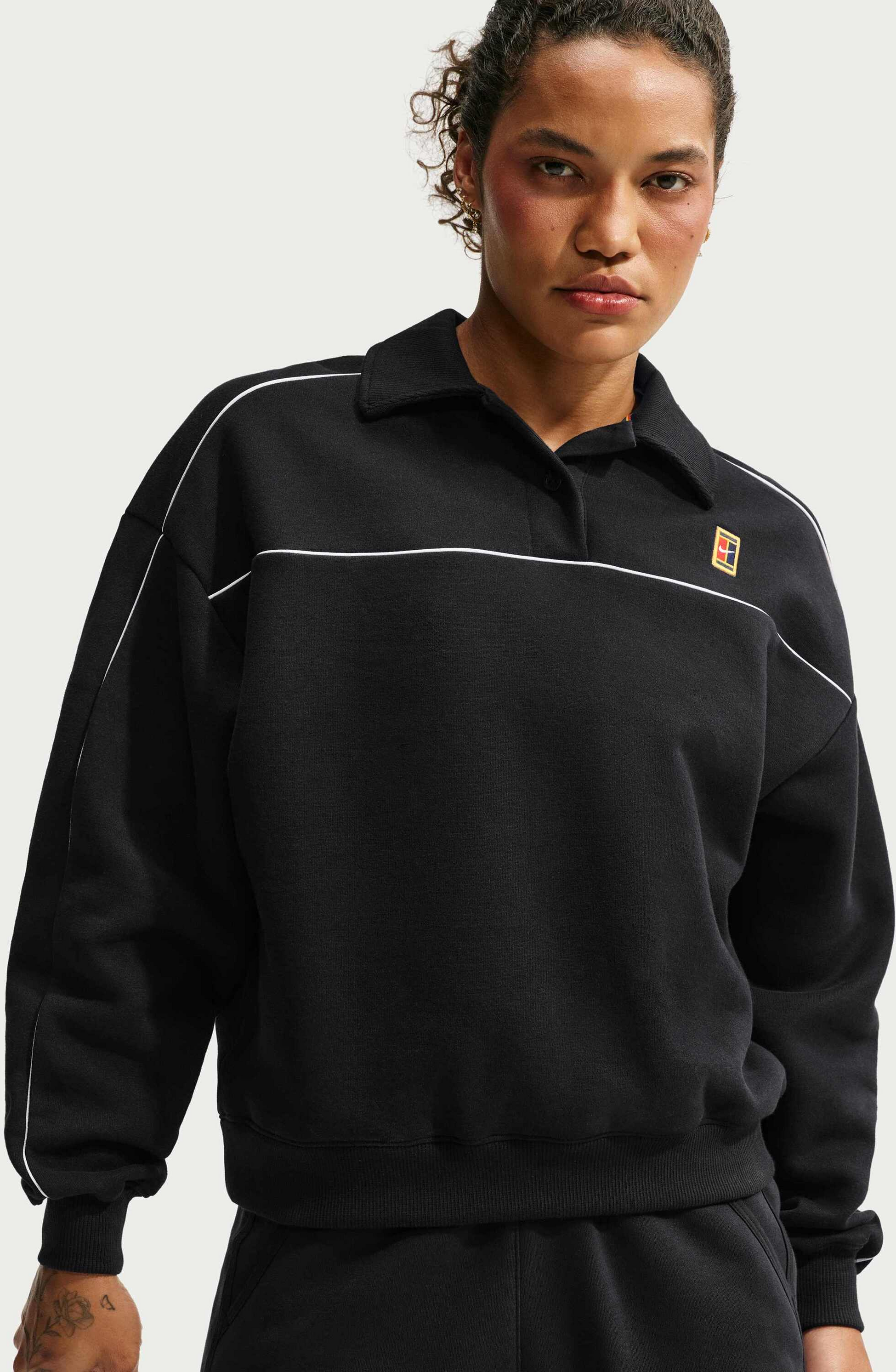NIKE, Women's Long-sleeve Fleece Tennis Top Nikecourt Court Collection