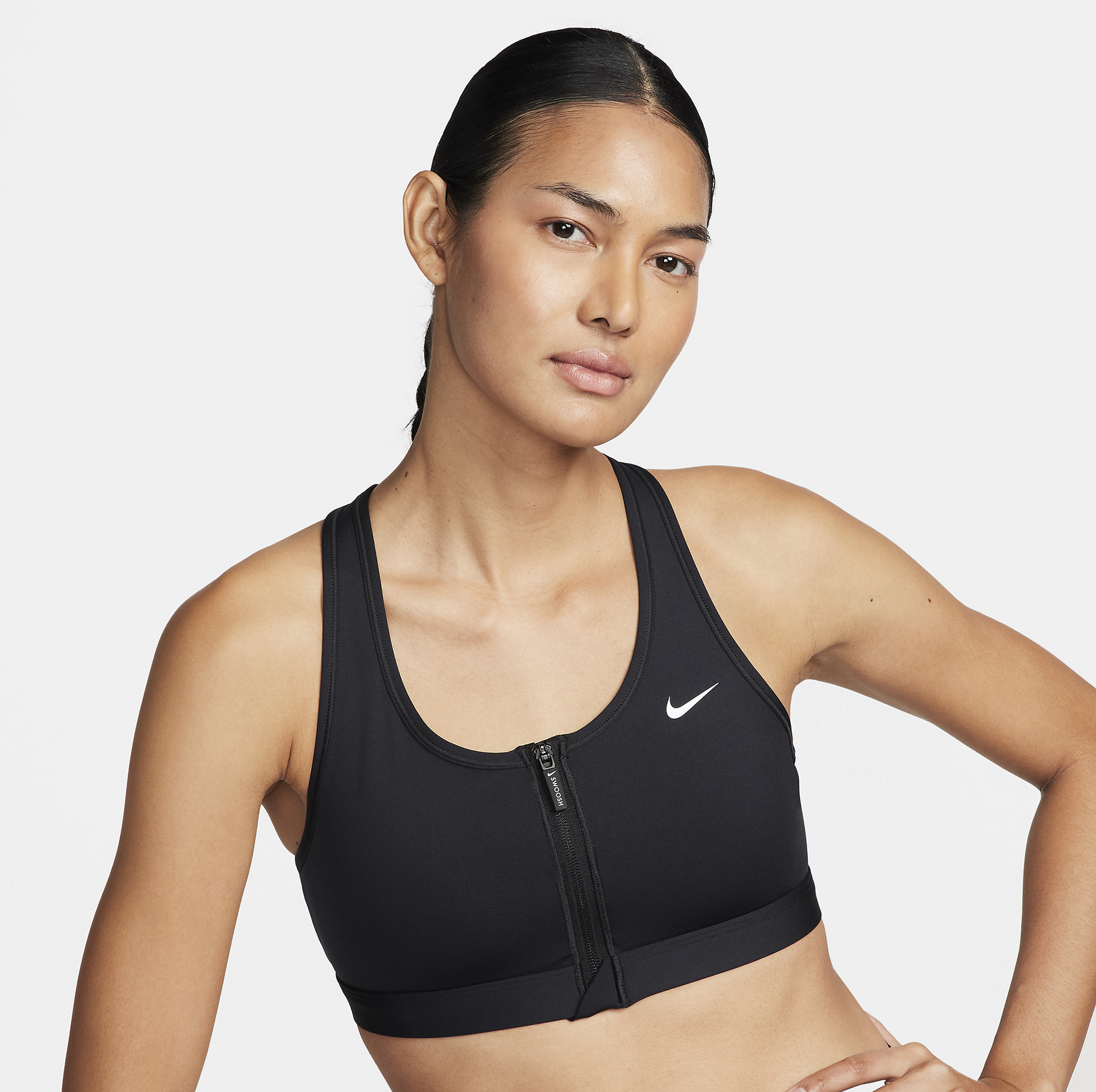 NIKE, Women's Medium-support Padded Sports Bra Swoosh Front Zip