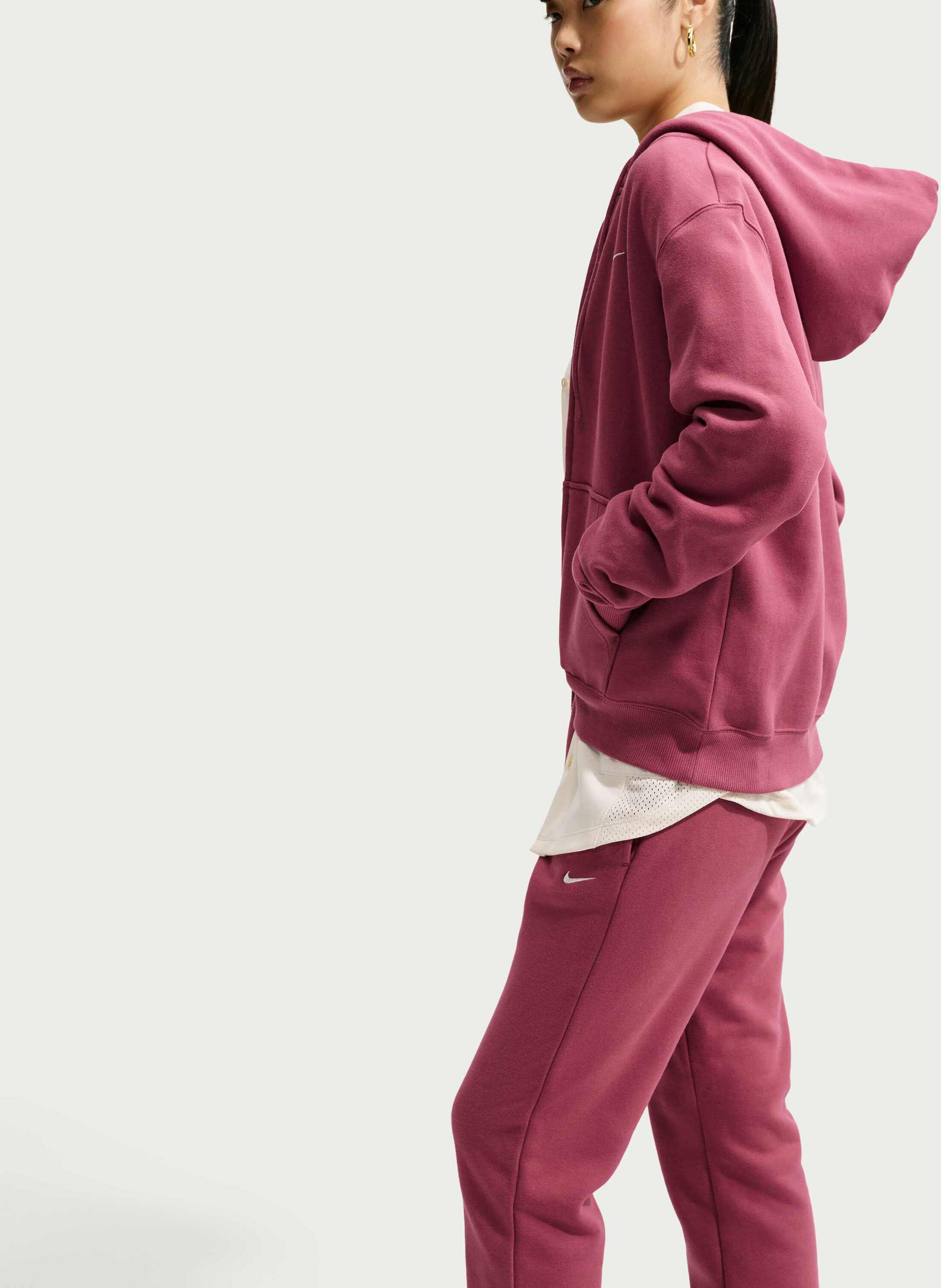 NIKE, Women's Mid-rise Cuffed Trousers Studio Fleece Medium Weight