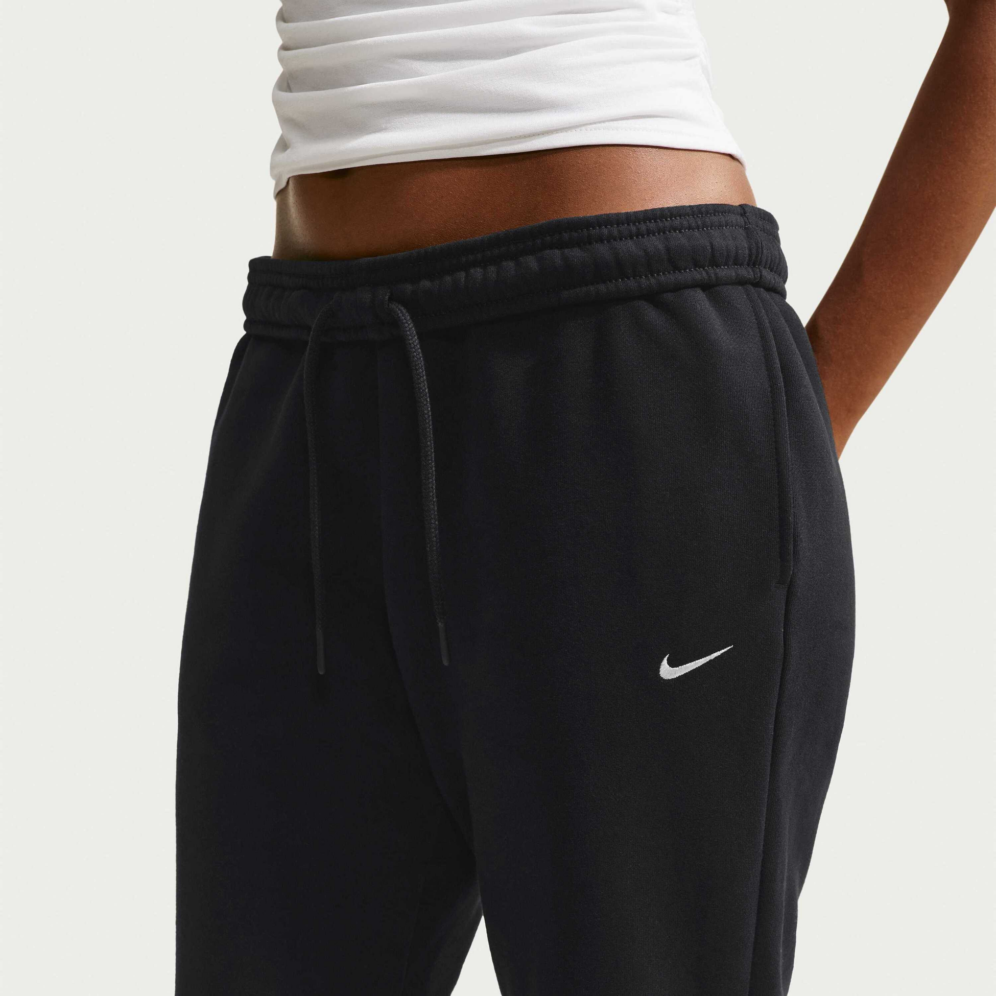 NIKE, Women's Mid-rise Cuffed Trousers Studio Fleece Medium Weight