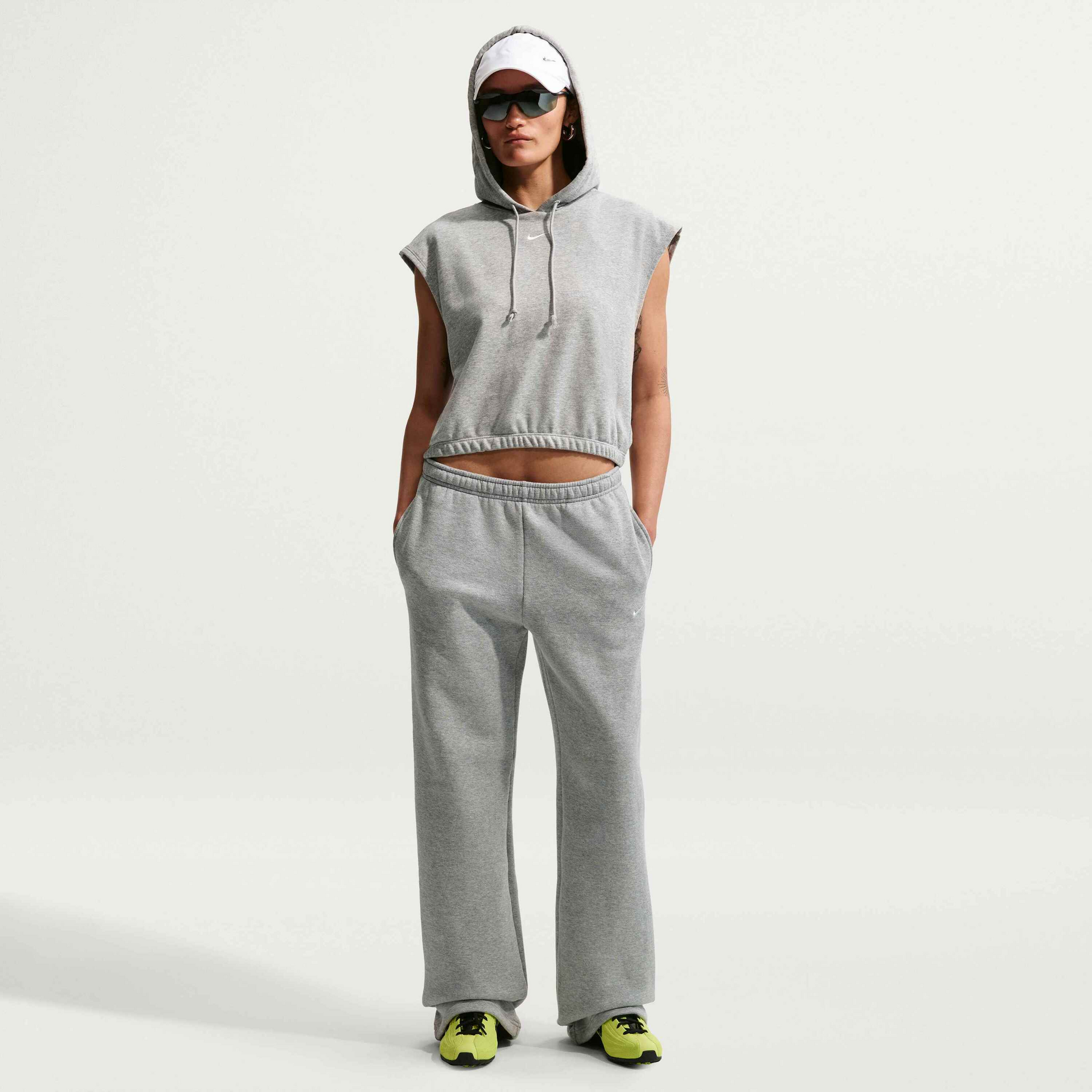 NIKE, Women's Mid-rise Open-hem Trousers Studio Fleece Medium Weight