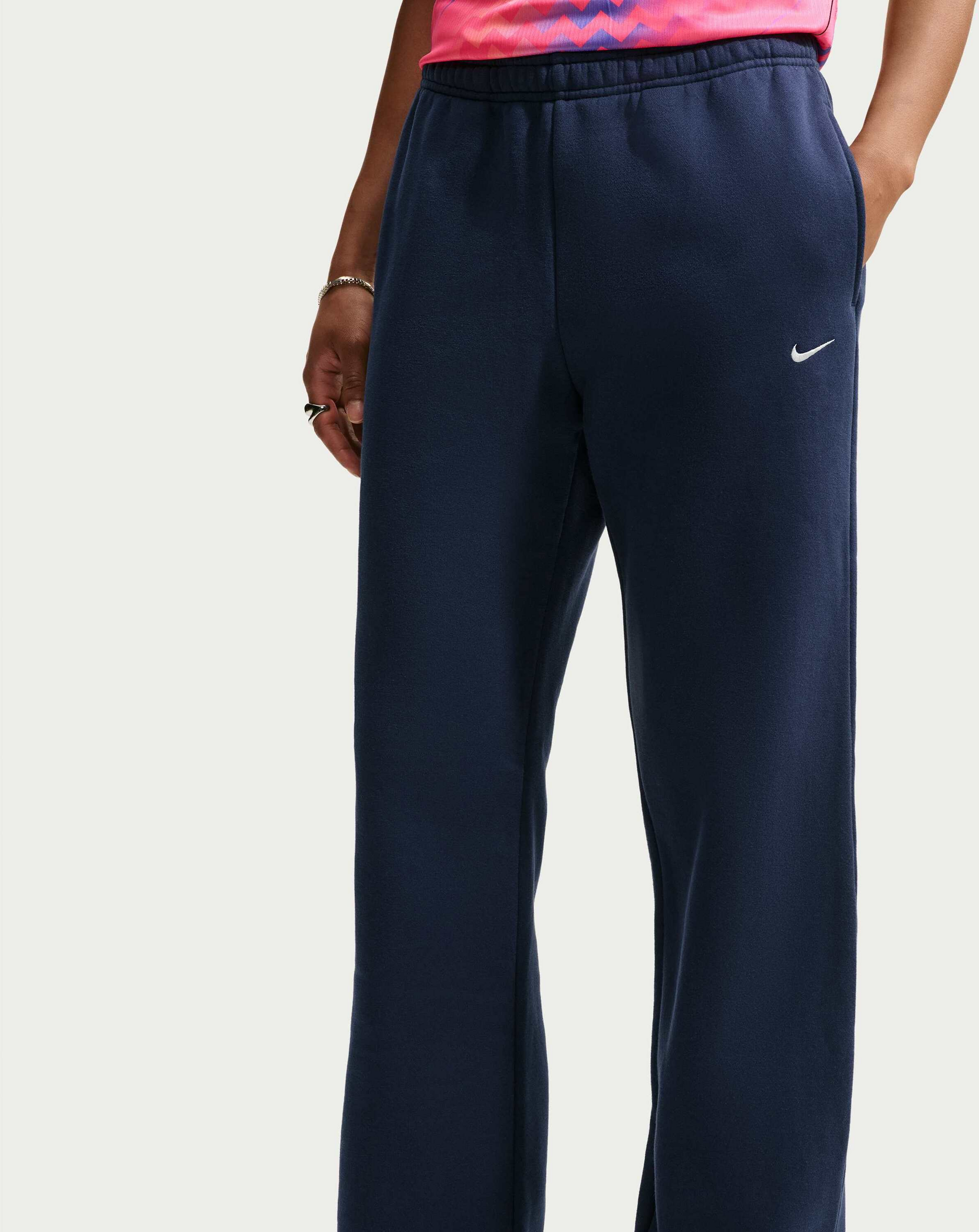 NIKE, Women's Mid-rise Open-hem Trousers Studio Fleece Medium Weight