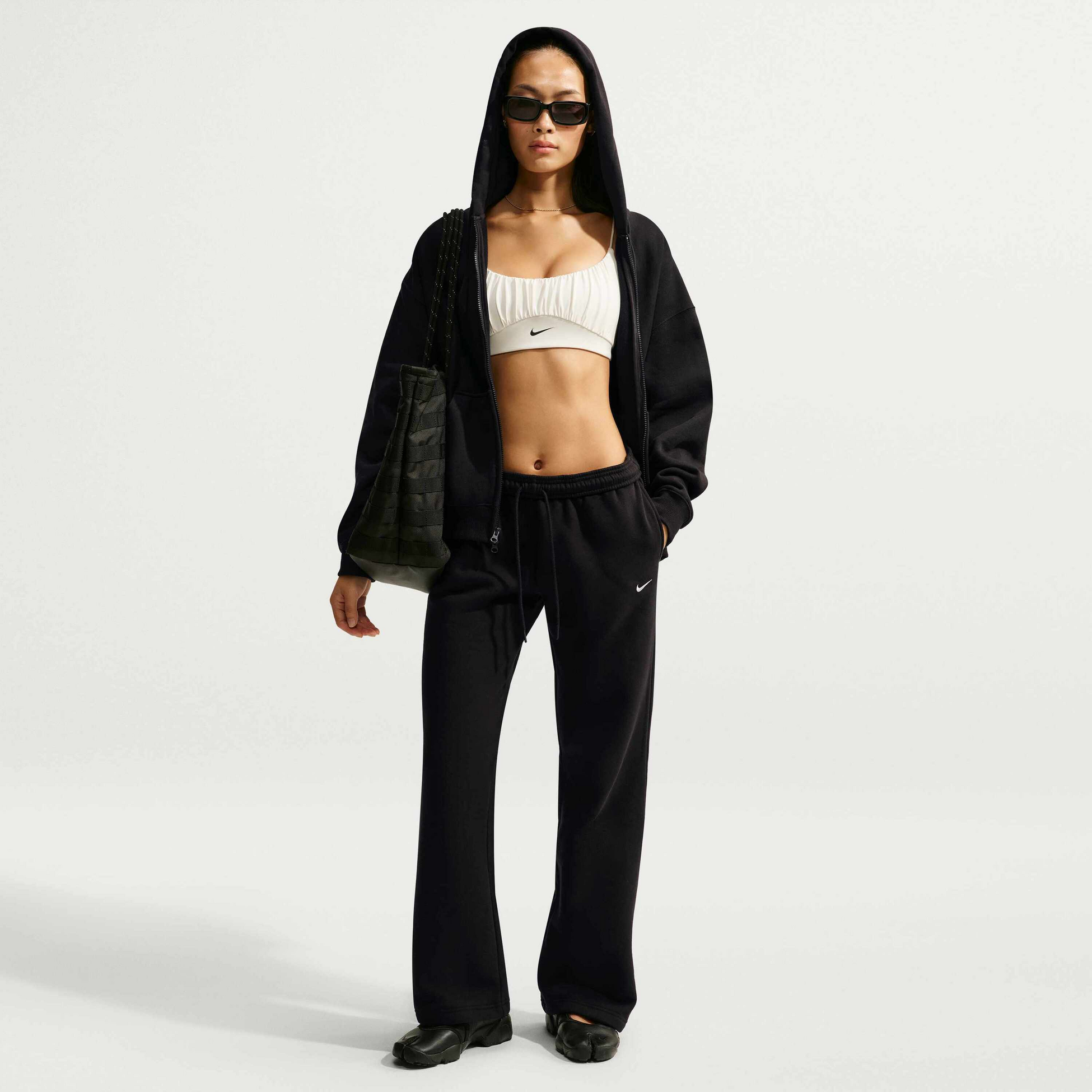 NIKE, Women's Mid-rise Open-hem Trousers Studio Fleece Medium Weight