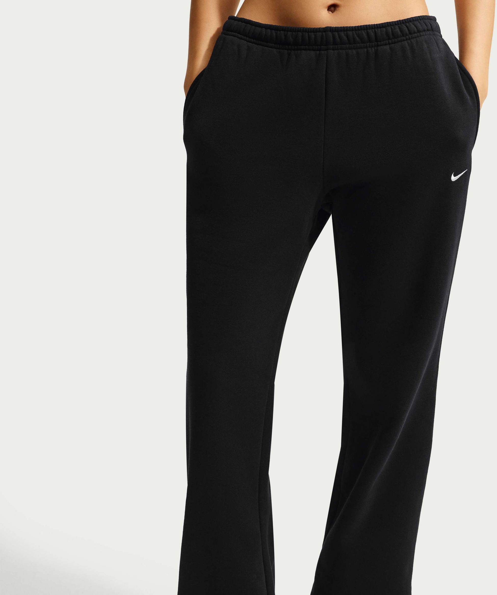 NIKE, Women's Mid-rise Open-hem Trousers Studio Fleece Medium Weight