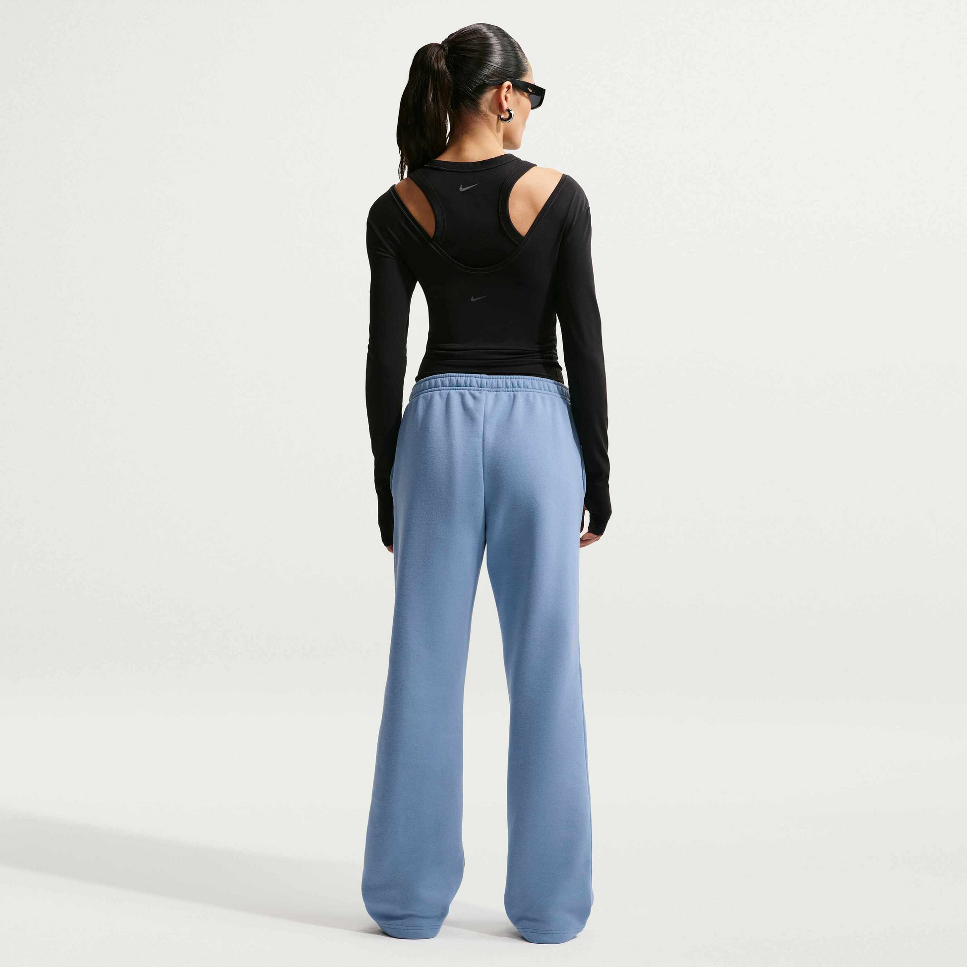 NIKE, Women's Mid-rise Open-hem Trousers Studio Fleece Medium Weight