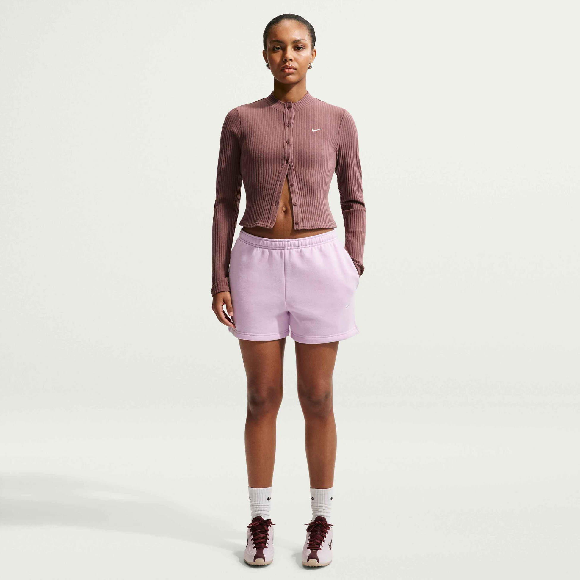 NIKE, Women's Mid-rise Shorts Studio Fleece Medium Weight