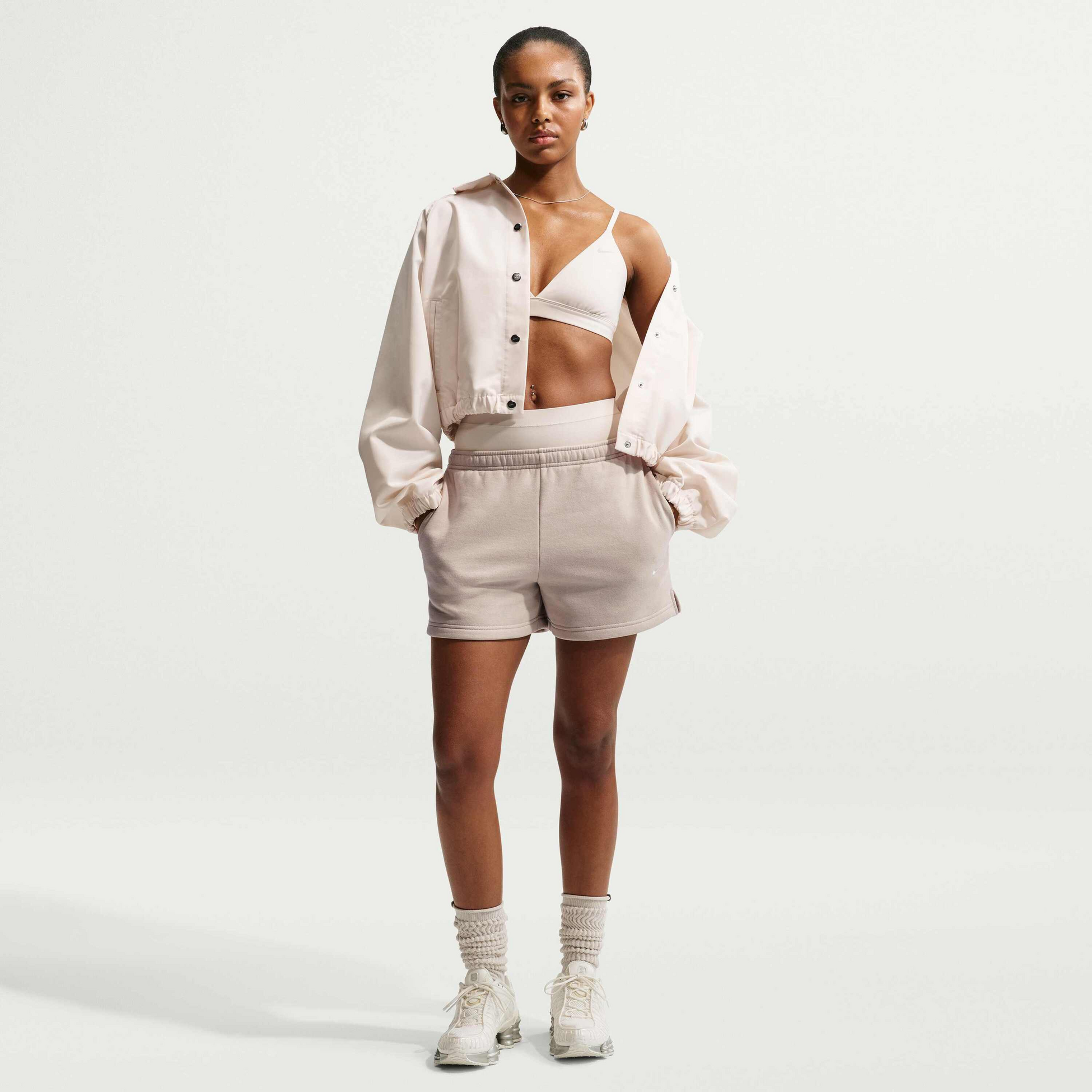 NIKE, Women's Mid-rise Shorts Studio Fleece Medium Weight