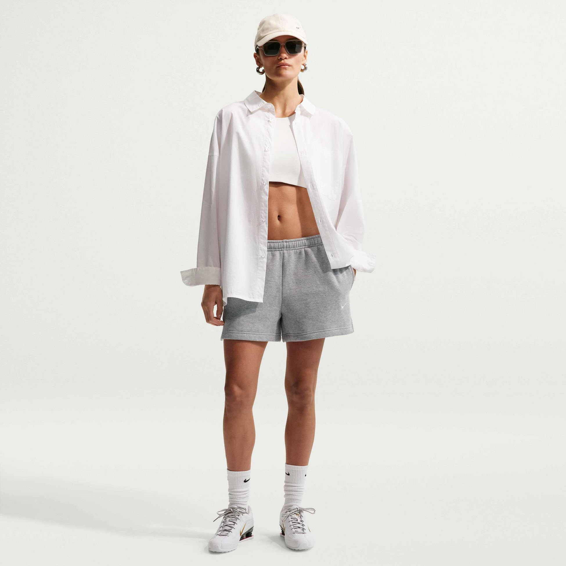 NIKE, Women's Mid-rise Shorts Studio Fleece Medium Weight