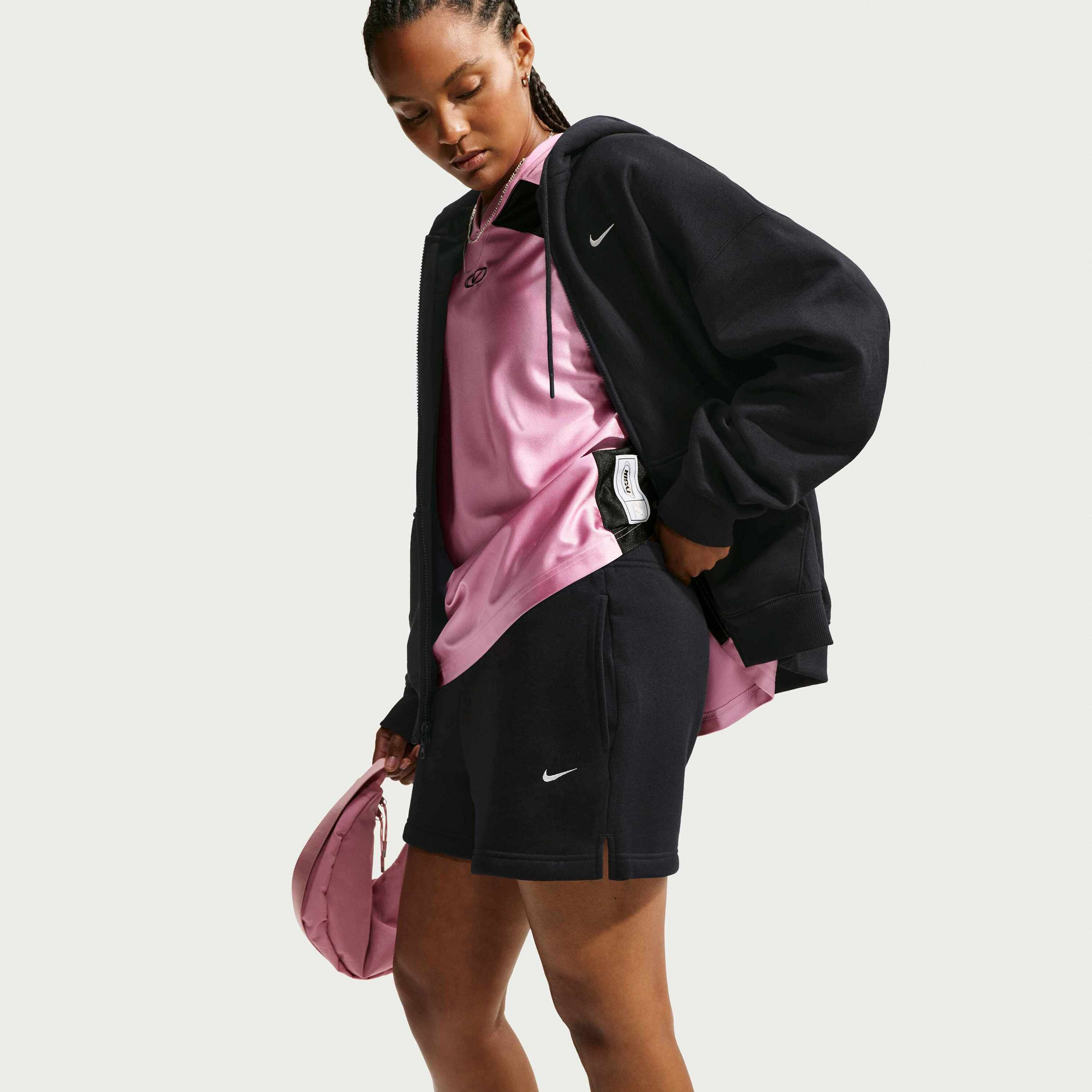 NIKE, Women's Mid-rise Shorts Studio Fleece Medium Weight