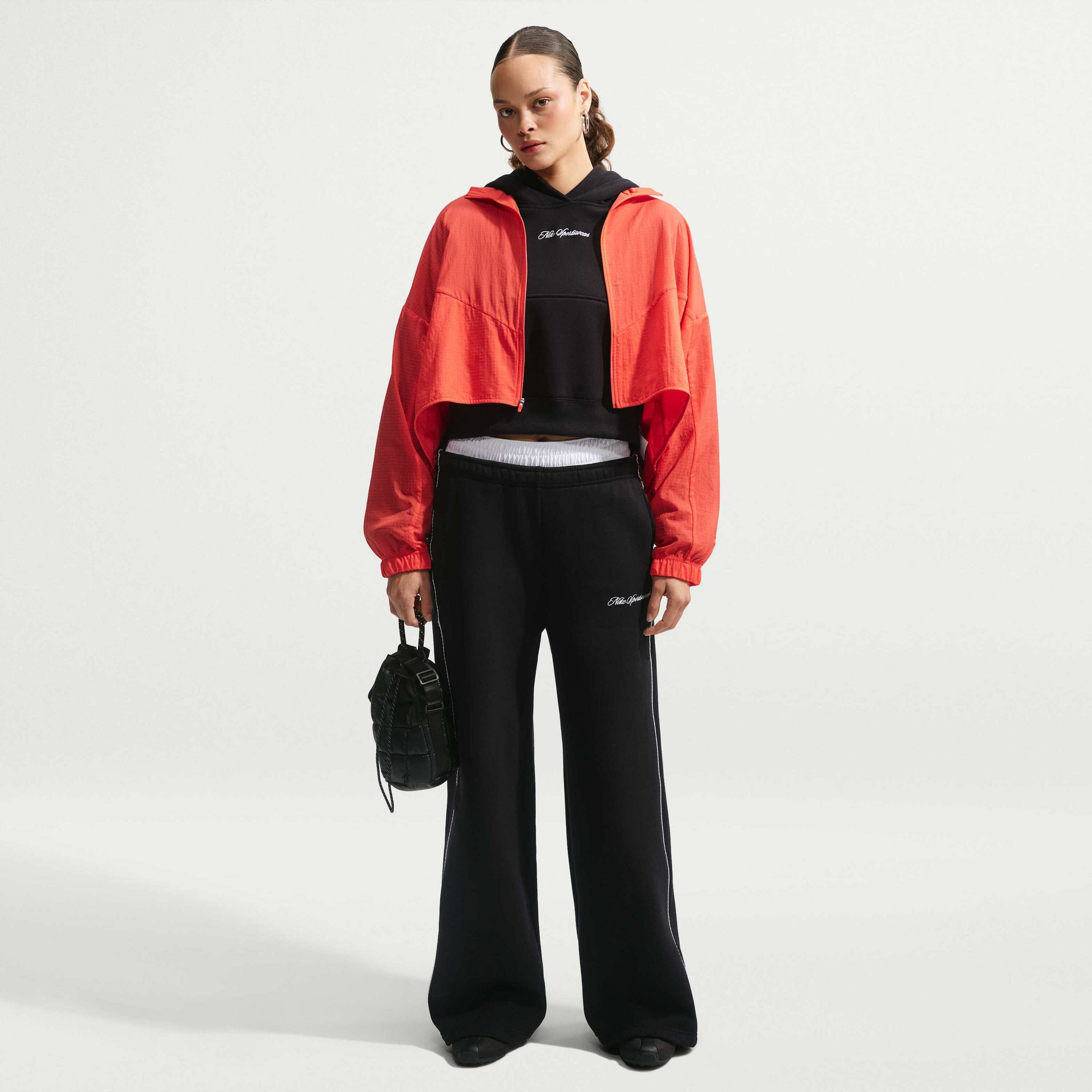 NIKE, Women's Mid-rise Wide-leg Trousers Studio Fleece Medium Weight 'graphic Pack'