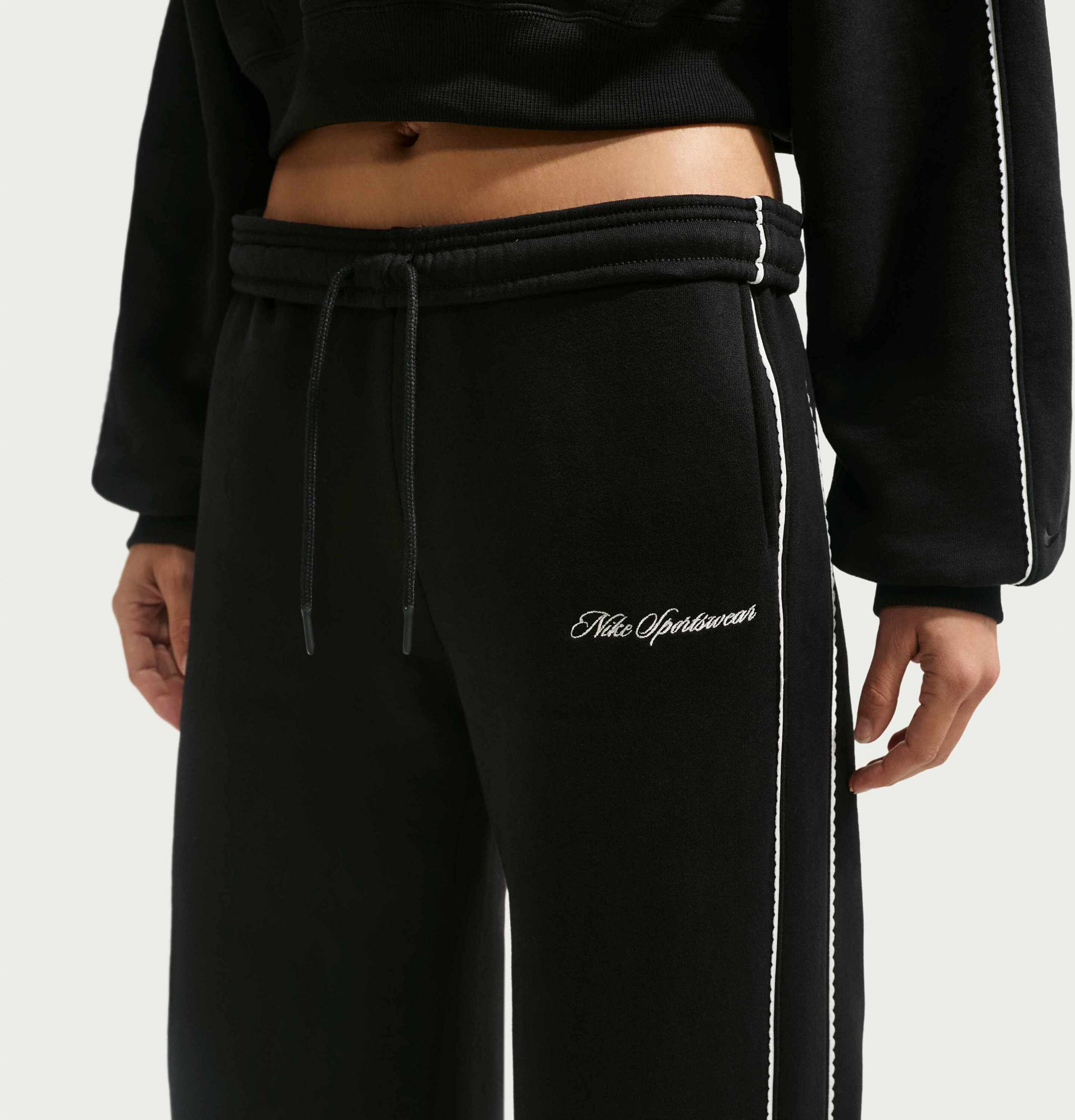 NIKE, Women's Mid-rise Wide-leg Trousers Studio Fleece Medium Weight 'graphic Pack'