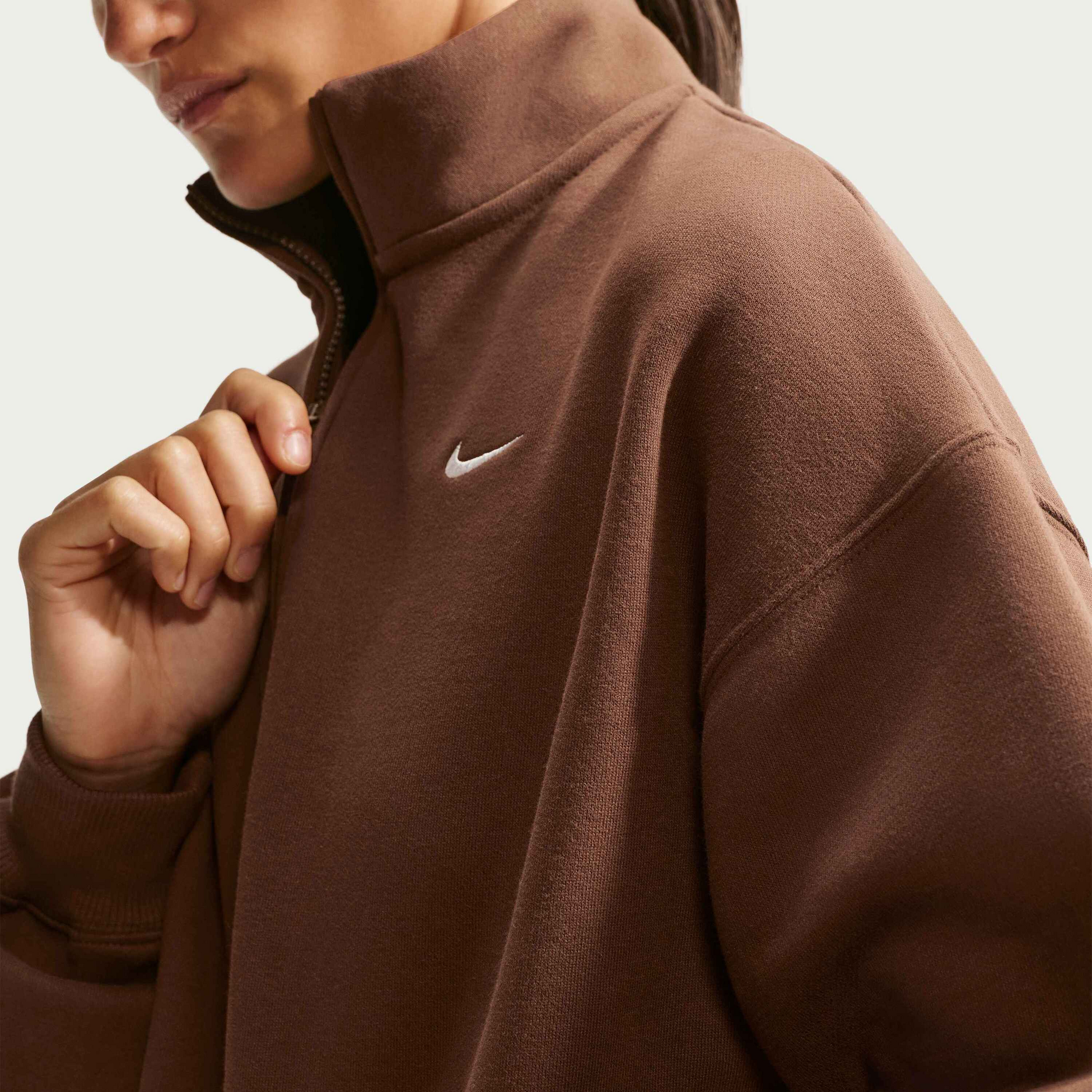 NIKE, Women's Oversized 1/4-zip Cropped Top Studio Fleece Medium Weight