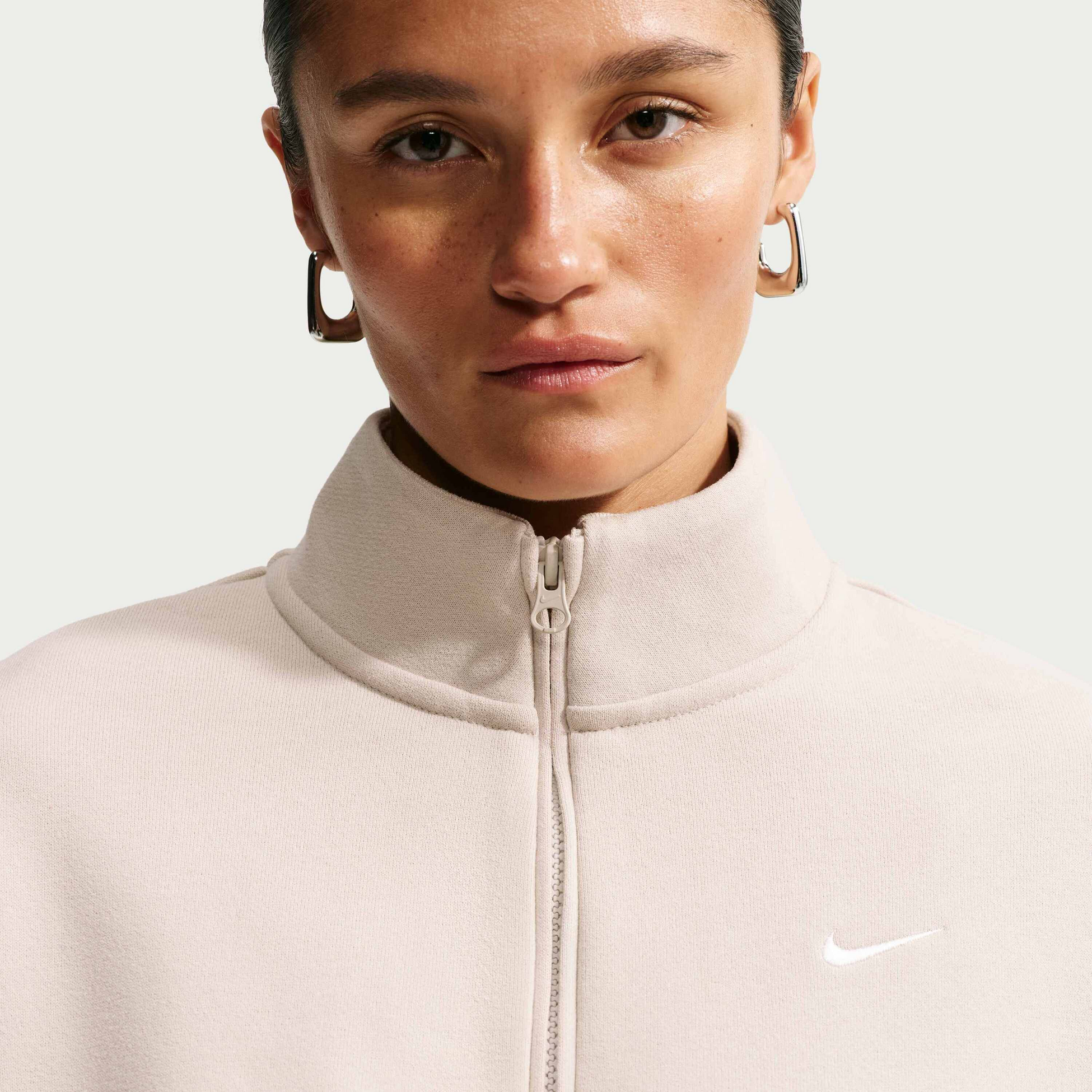NIKE, Women's Oversized 1/4-zip Cropped Top Studio Fleece Medium Weight