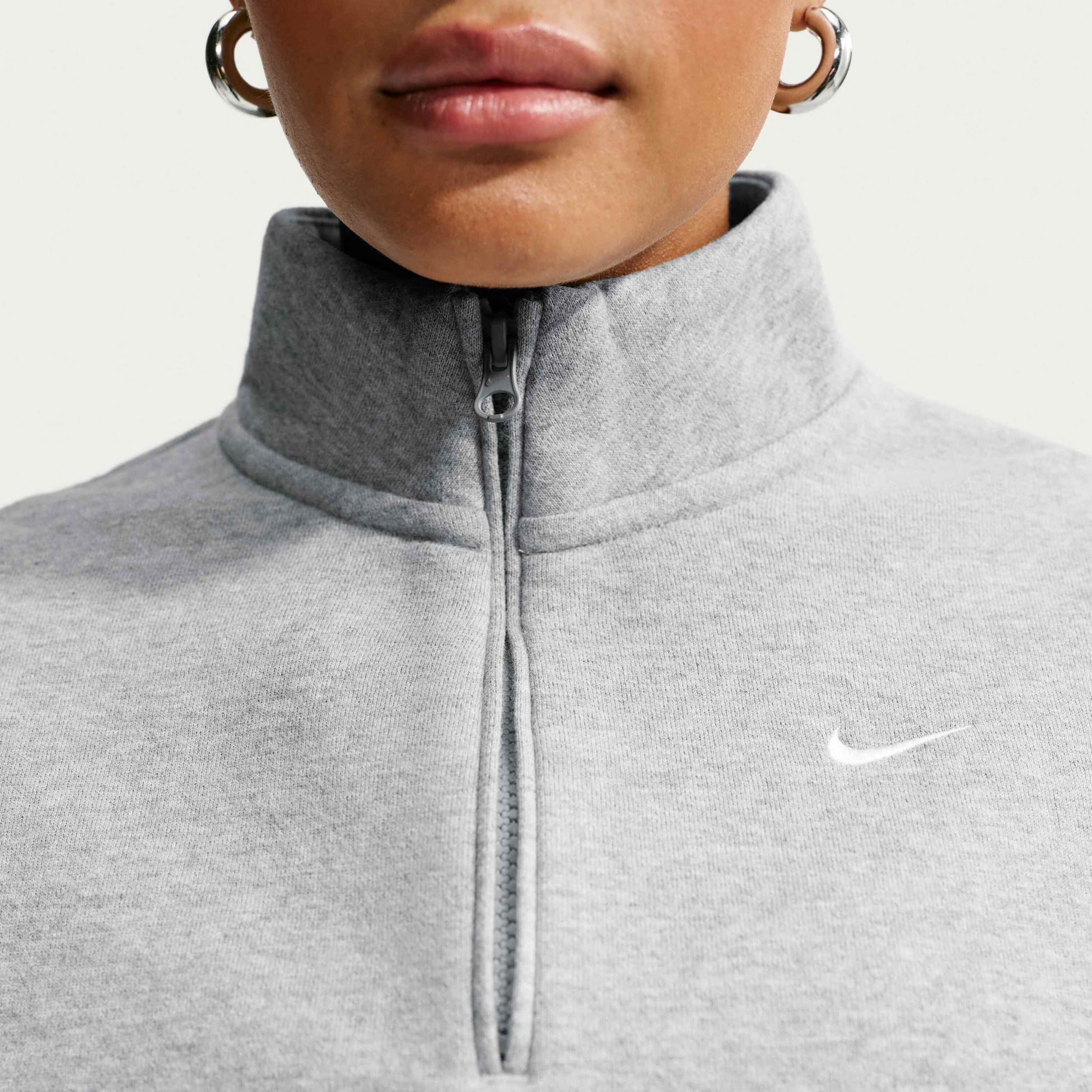 NIKE, Women's Oversized 1/4-zip Cropped Top Studio Fleece Medium Weight