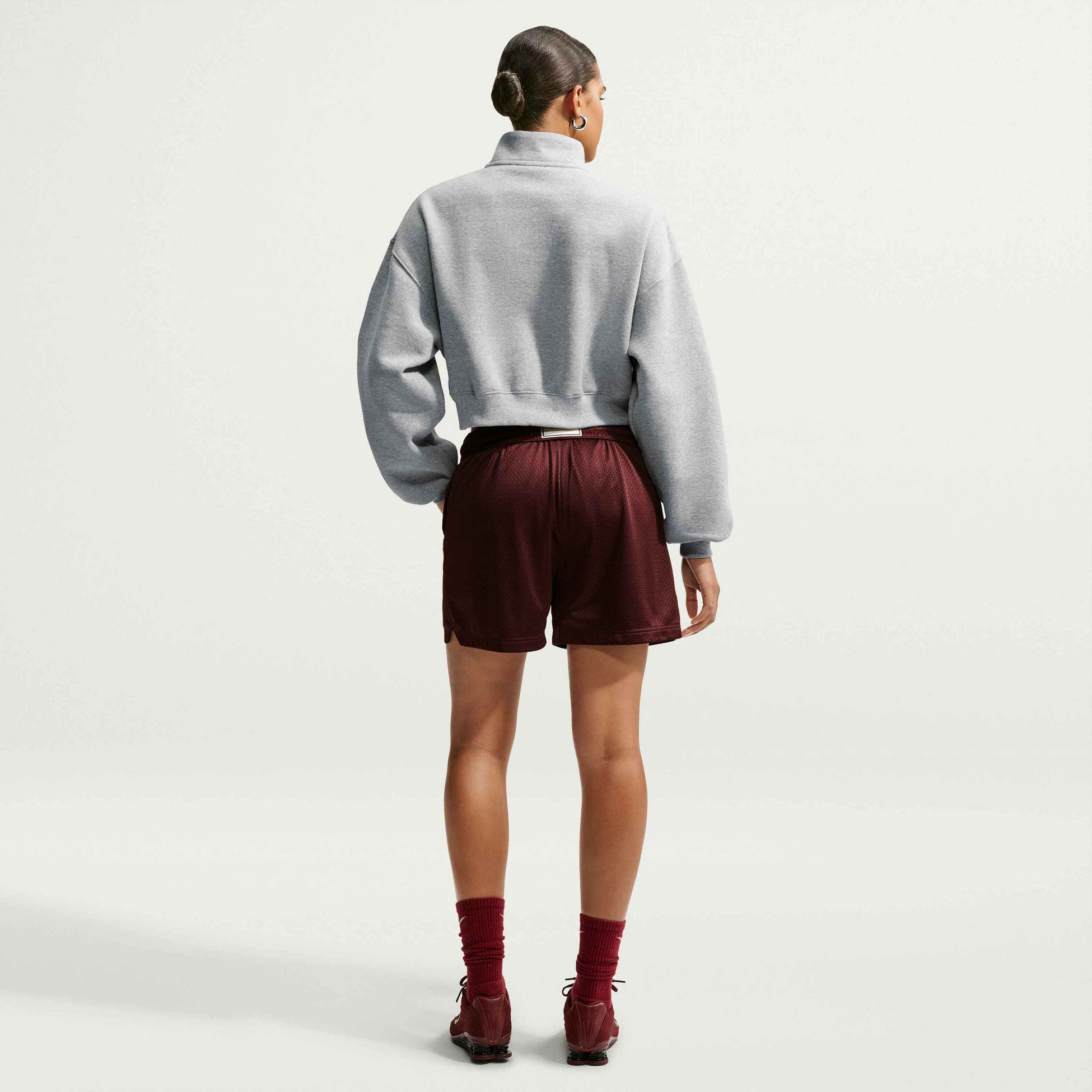 NIKE, Women's Oversized 1/4-zip Cropped Top Studio Fleece Medium Weight