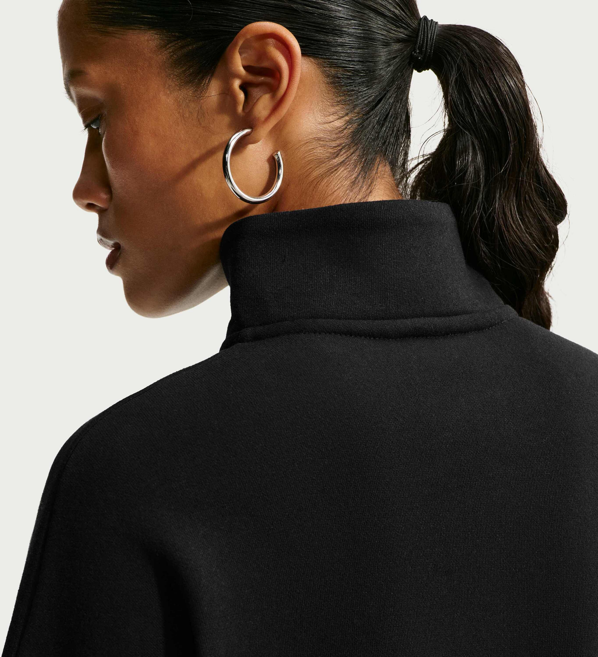 NIKE, Women's Oversized 1/4-zip Cropped Top Studio Fleece Medium Weight