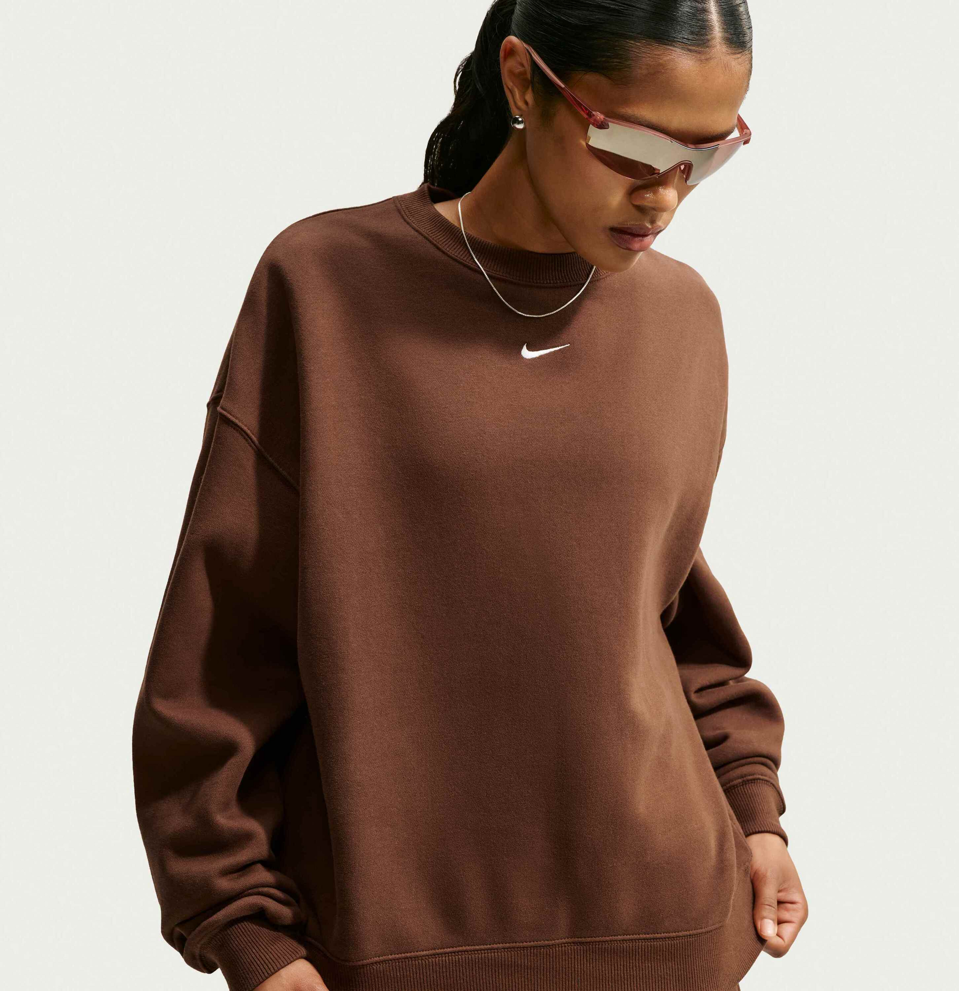 NIKE, Women's Oversized Crew-neck Sweatshirt Studio Fleece Medium Weight