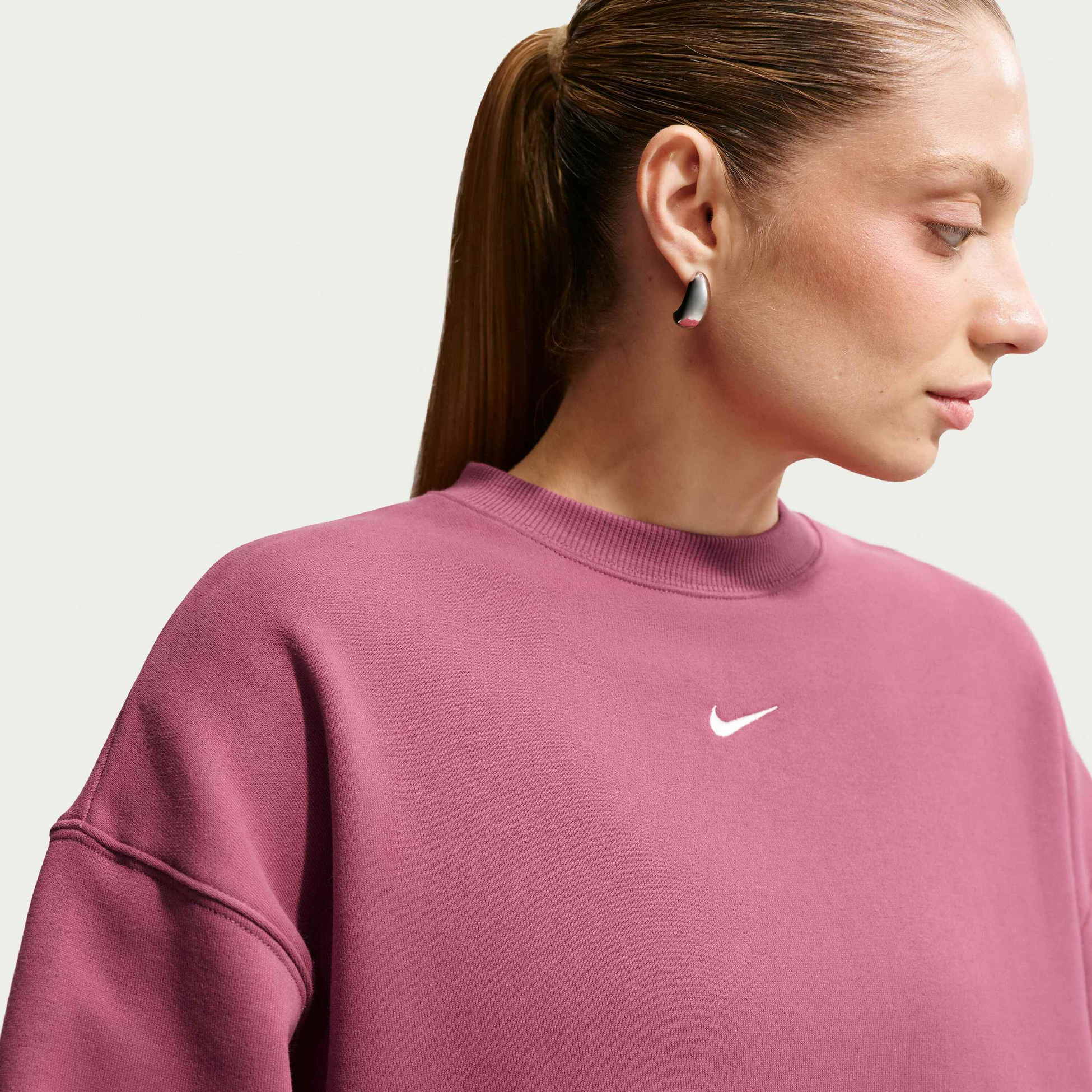 NIKE, Women's Oversized Crew-neck Sweatshirt Studio Fleece Medium Weight