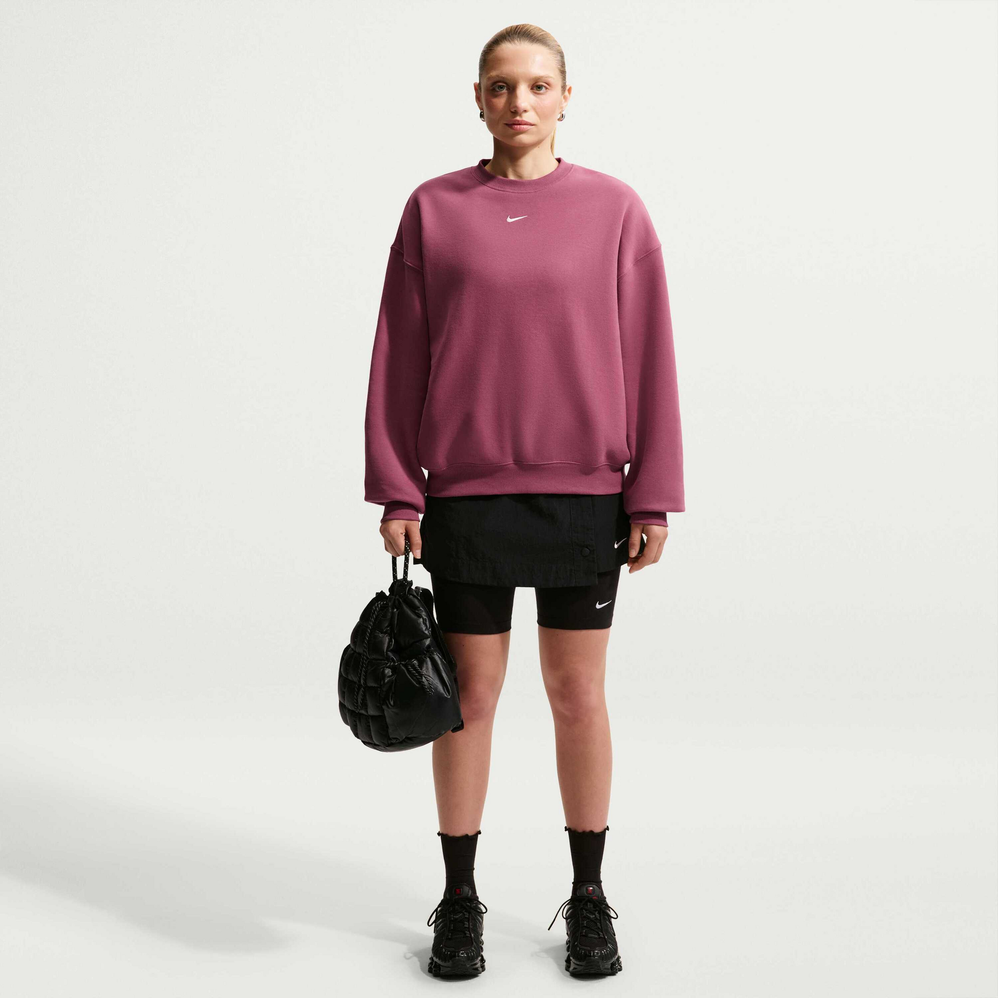 NIKE, Women's Oversized Crew-neck Sweatshirt Studio Fleece Medium Weight