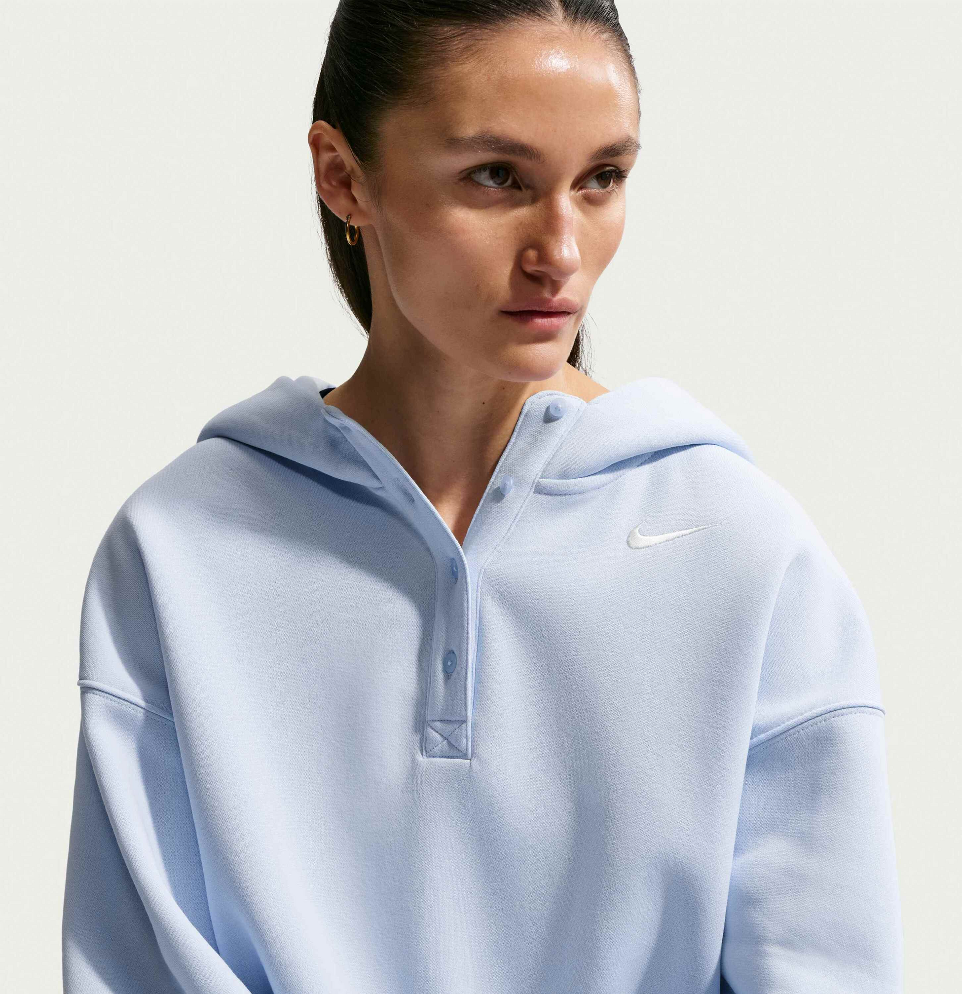 NIKE, Women's Oversized Cropped Henley Hoodie Sportswear Phoenix Fleece