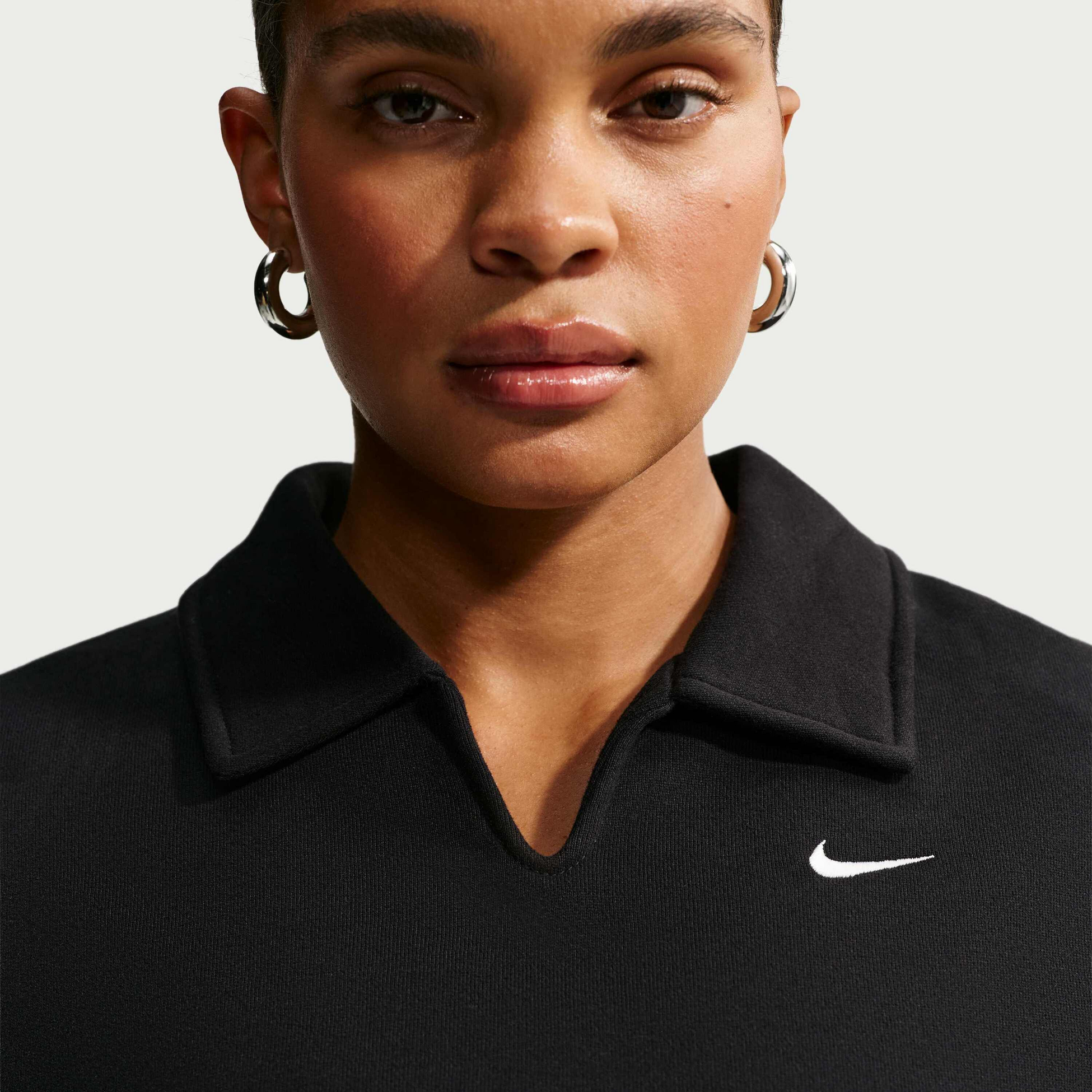 NIKE, Women's Oversized Cropped Polo Studio Fleece Medium Weight