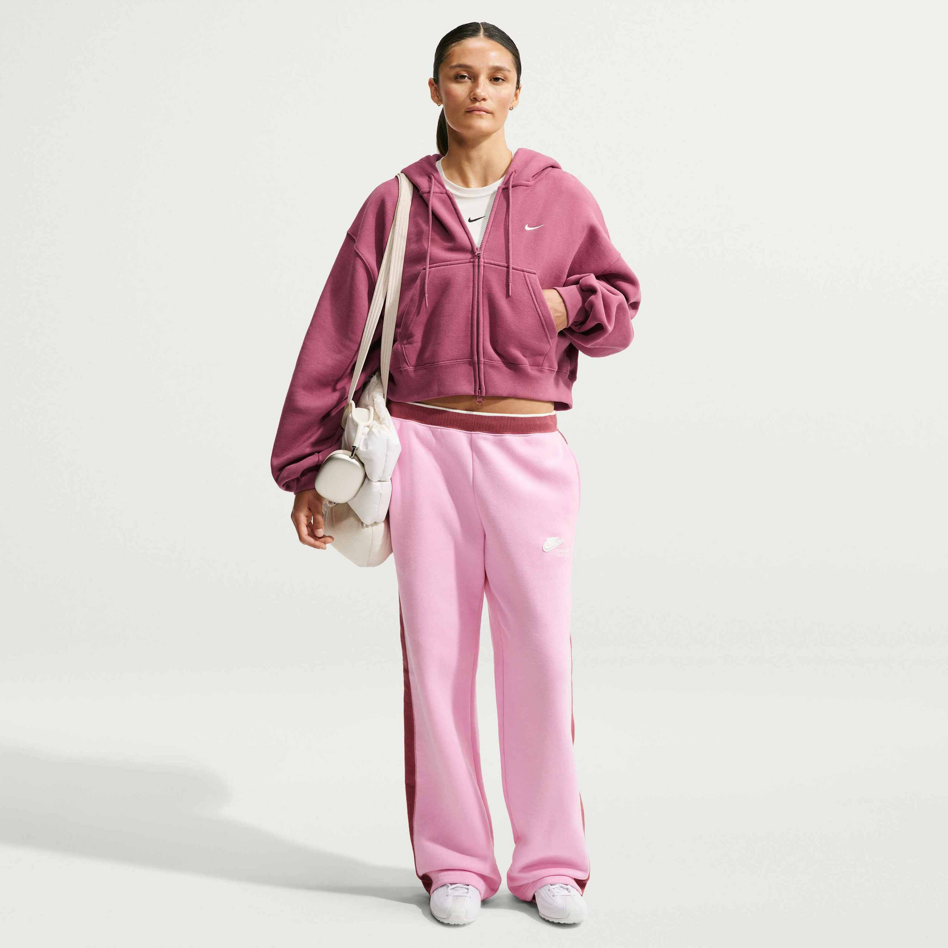 NIKE, Women's Oversized Full-zip Cropped Hoodie Studio Fleece Medium Weight