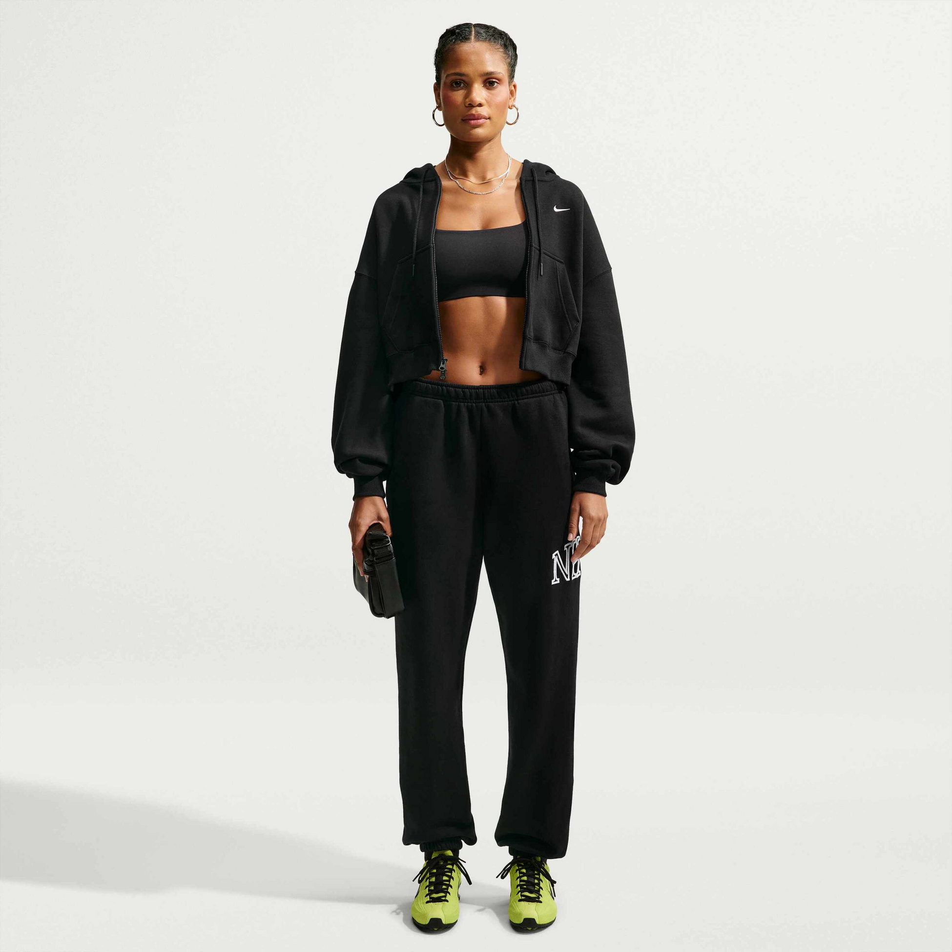 NIKE, Women's Oversized Full-zip Cropped Hoodie Studio Fleece Medium Weight