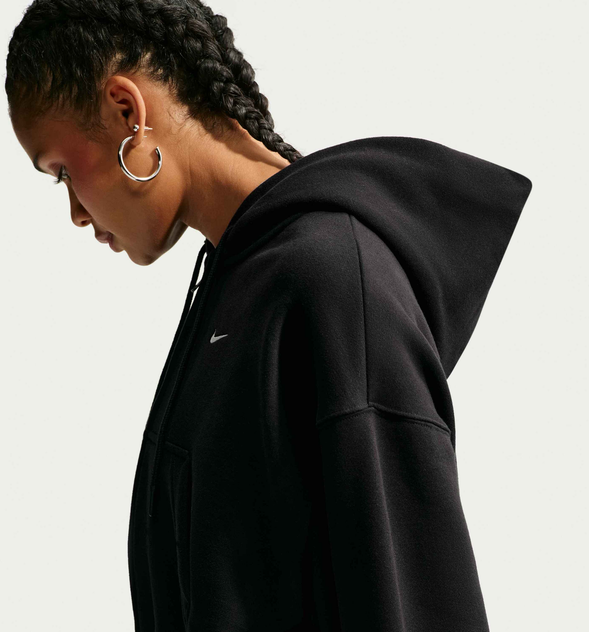 NIKE, Women's Oversized Full-zip Cropped Hoodie Studio Fleece Medium Weight