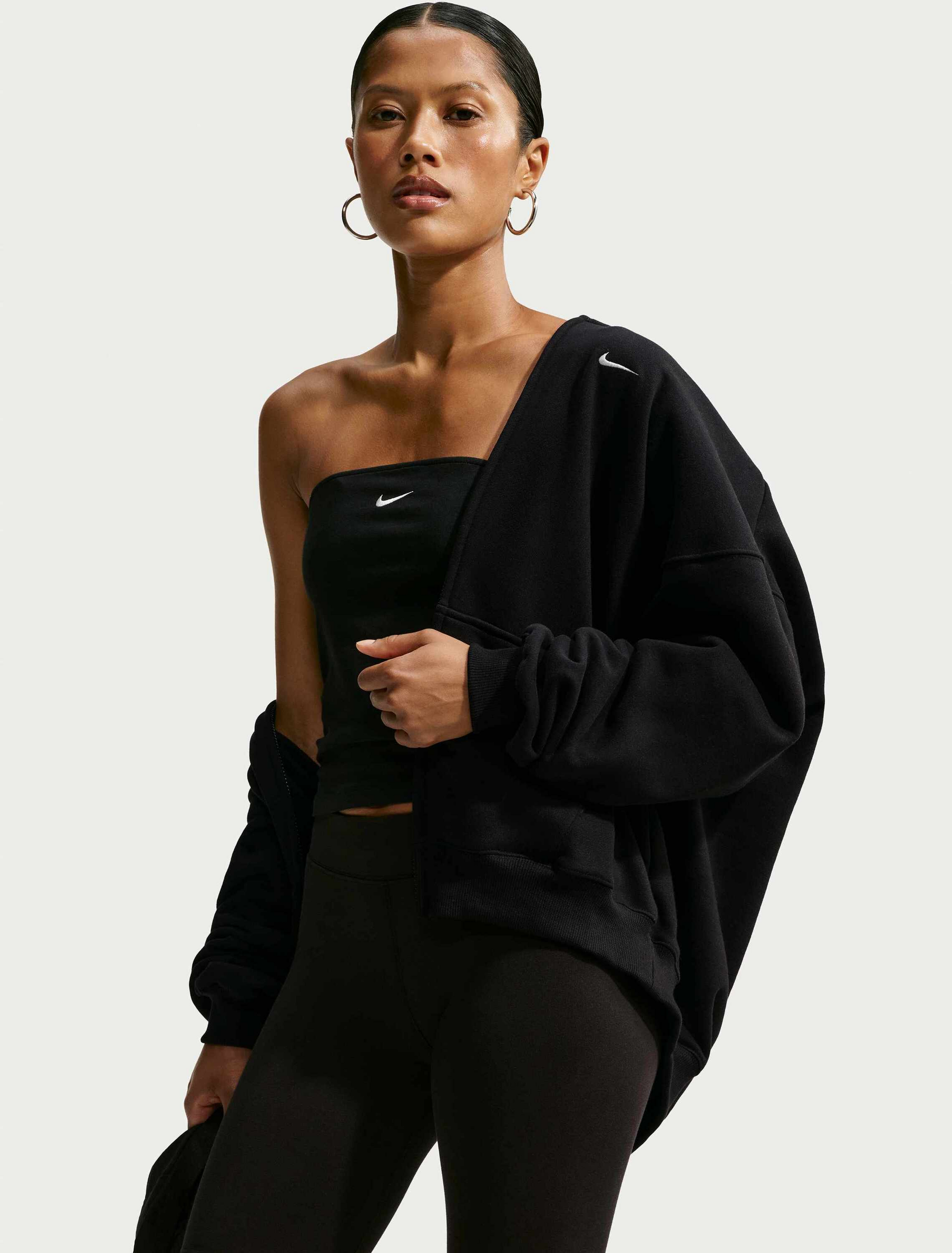 NIKE, Women's Oversized Full-zip Hoodie Studio Fleece Medium Weight