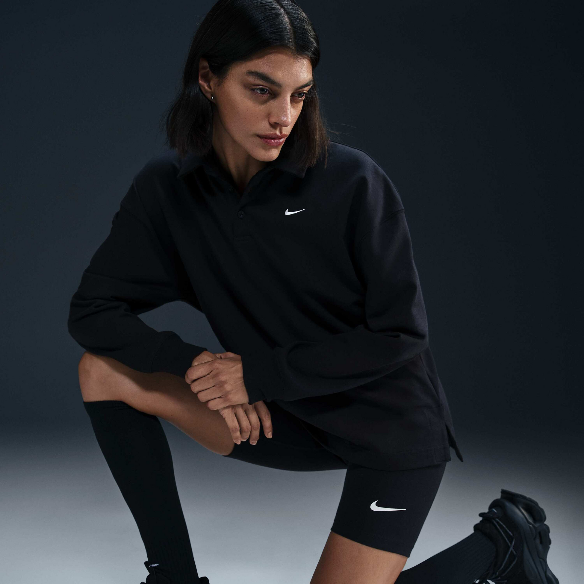 NIKE, Women's Oversized Long-sleeve Polo Sportswear Essential