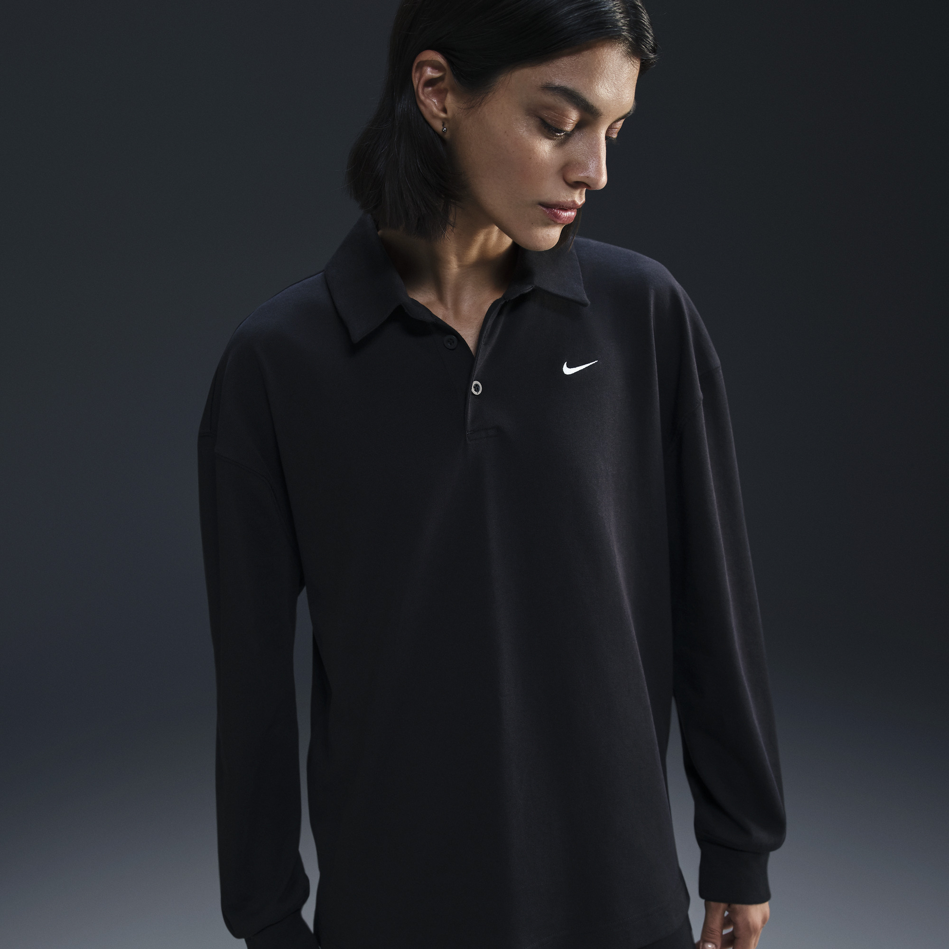 NIKE, Women's Oversized Long-sleeve Polo Sportswear Essential