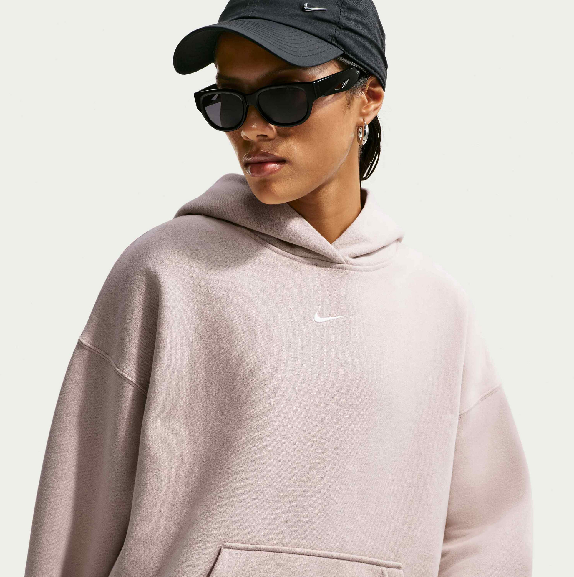 NIKE, Women's Oversized Pullover Hoodie Studio Fleece Medium Weight