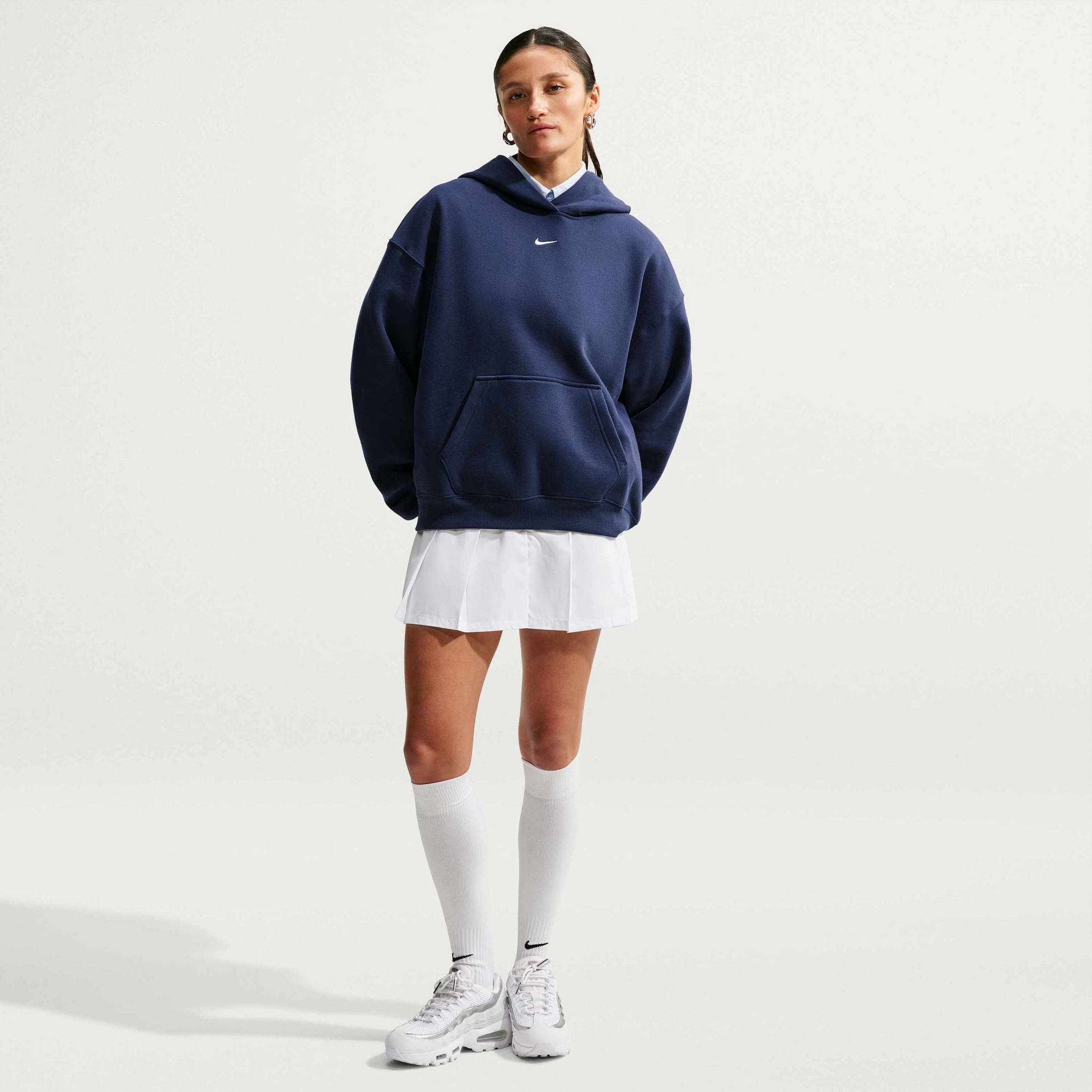 NIKE, Women's Oversized Pullover Hoodie Studio Fleece Medium Weight