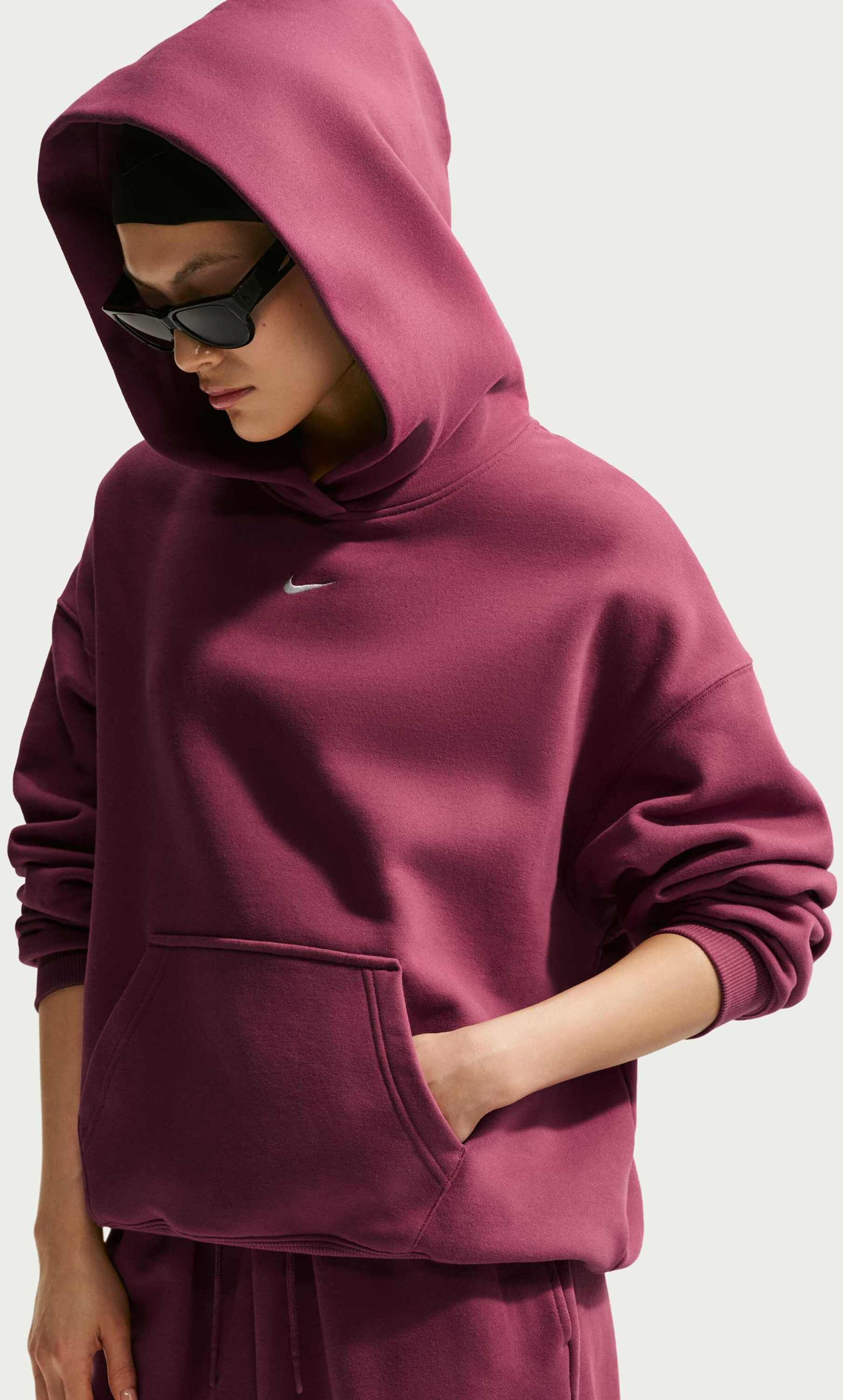 NIKE, Women's Oversized Pullover Hoodie Studio Fleece Medium Weight