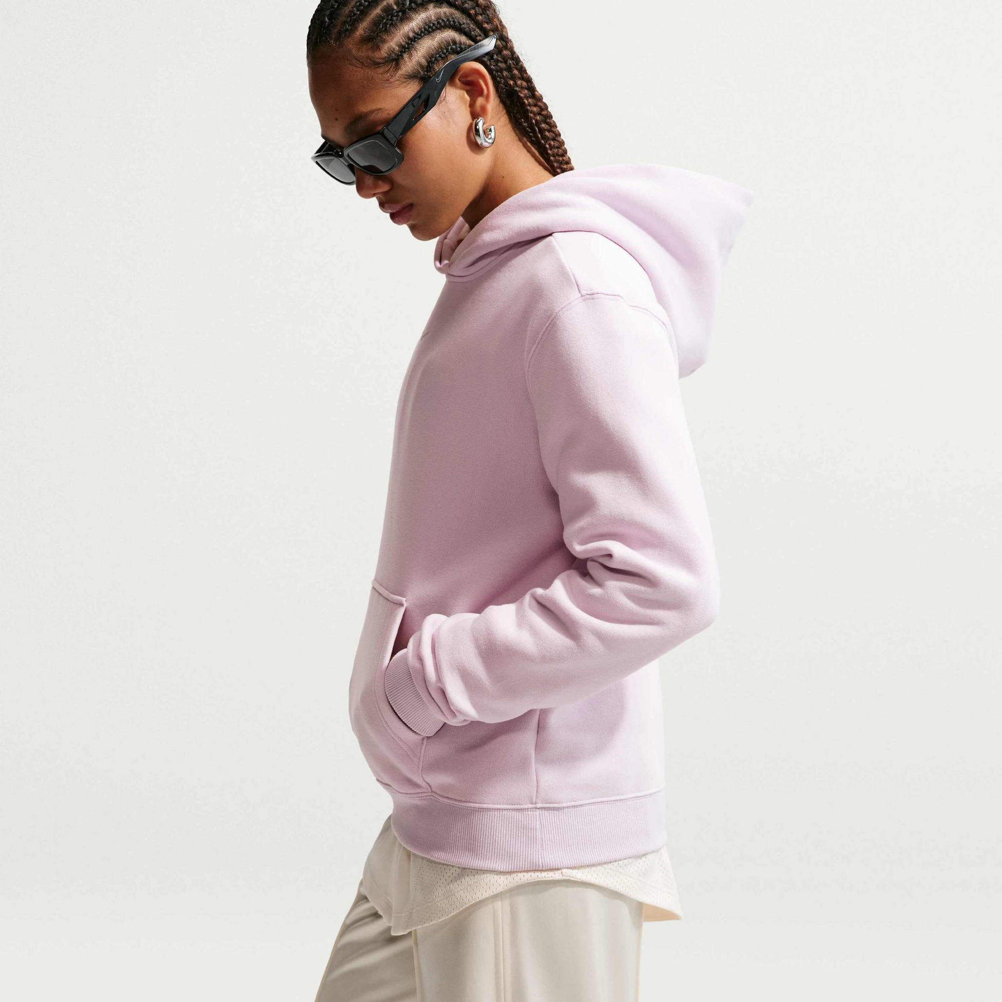 NIKE, Women's Pullover Hoodie Studio Fleece Medium Weight