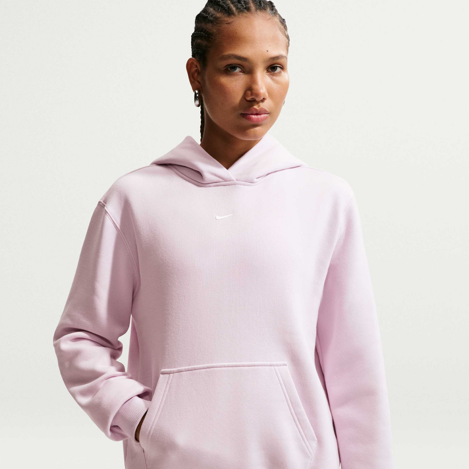 NIKE, Women's Pullover Hoodie Studio Fleece Medium Weight